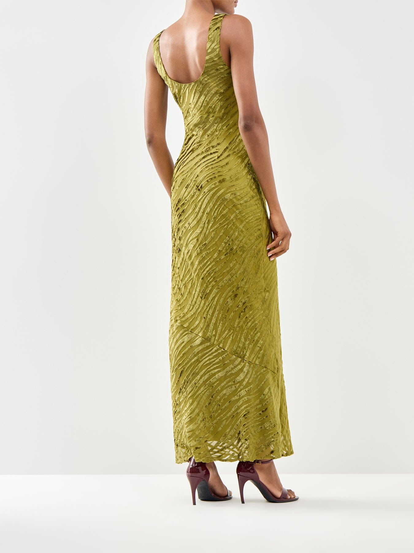 Pretty Lavish Kendall Scoop Devoré Maxi Dress Green