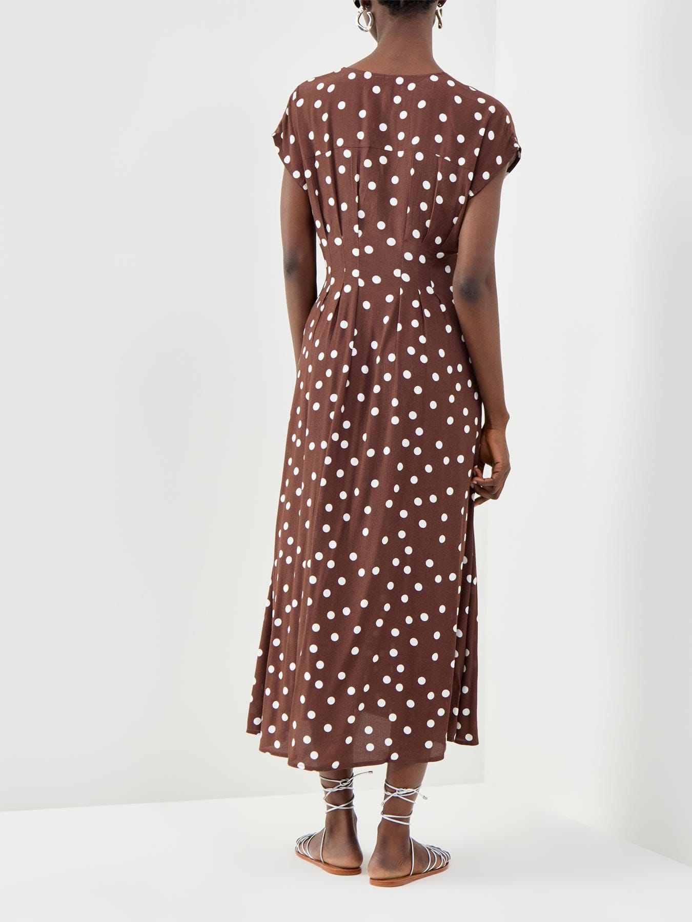 Vero Moda Elisa Pleated Midi Dress Brown