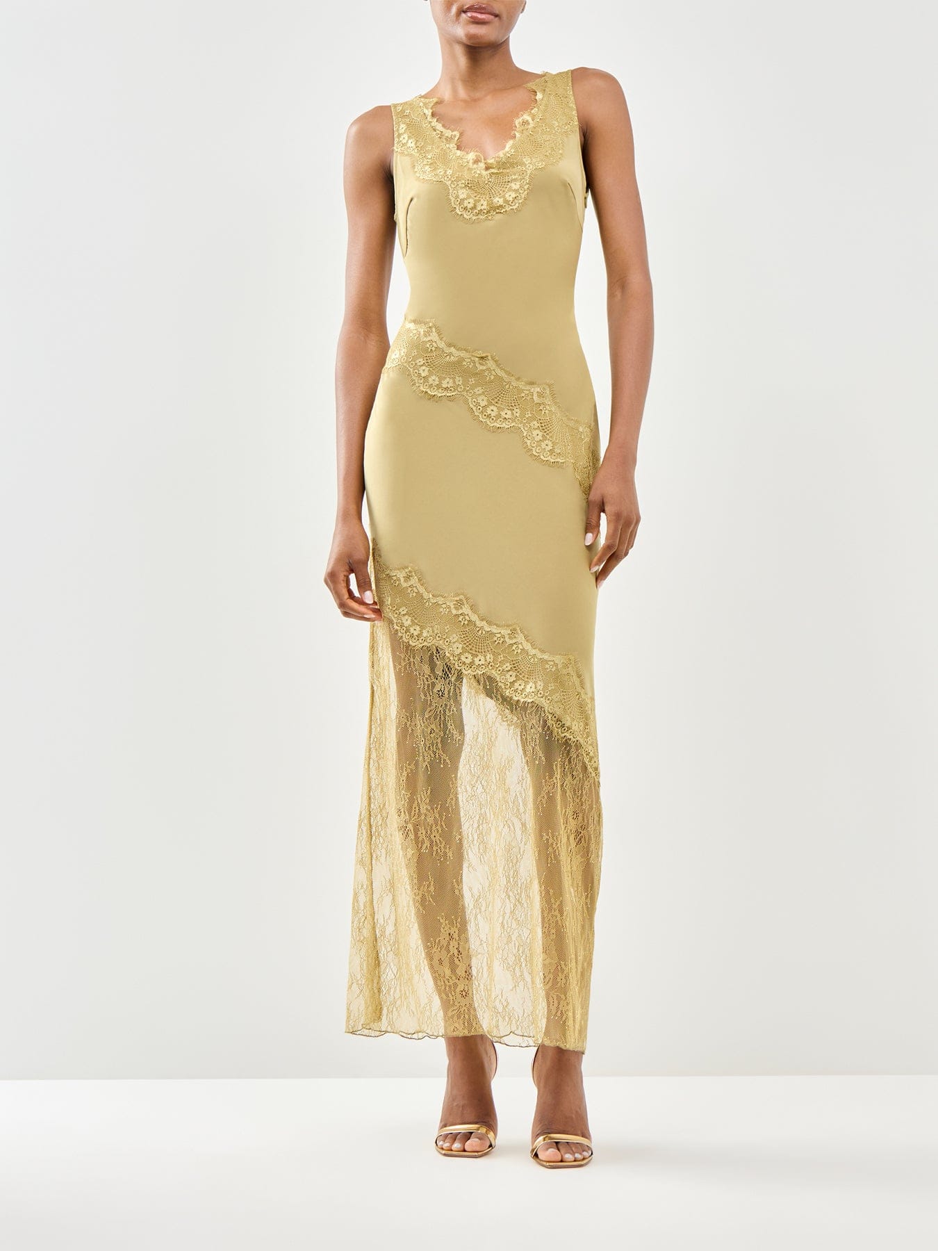 Pretty Lavish Robin Lace Maxi Slip Dress Green