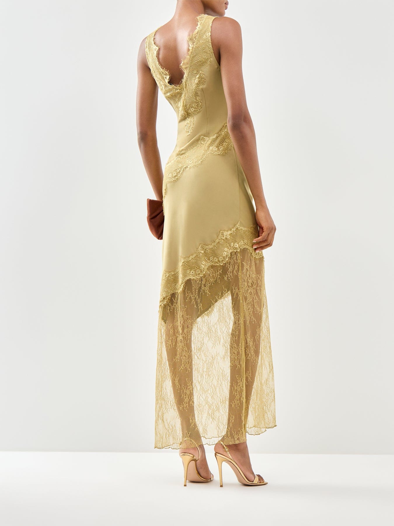 Pretty Lavish Robin Lace Maxi Slip Dress Green