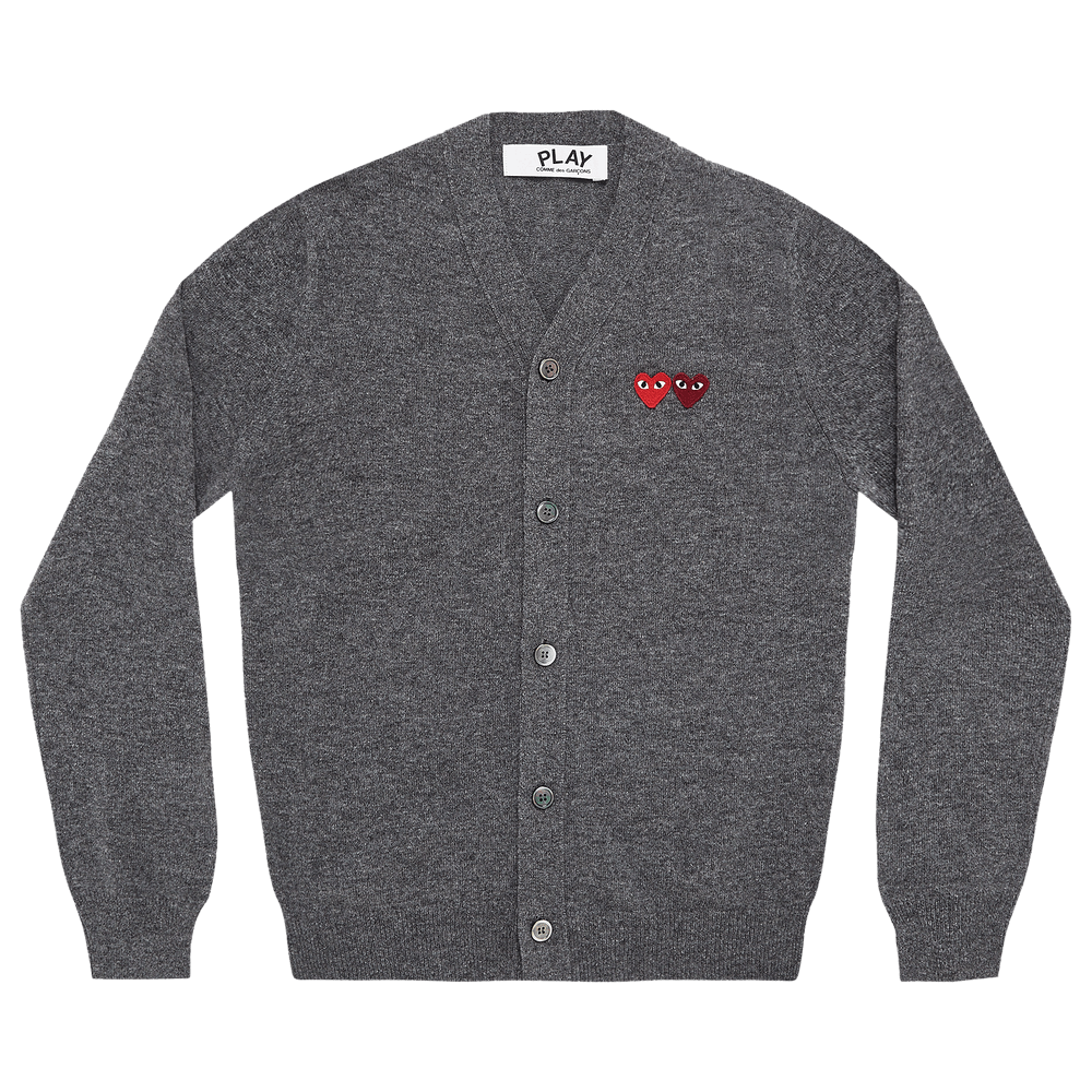 Comme des Garçons PLAY Double Heart Cardigan Grey