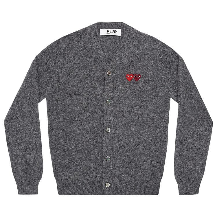 Comme des Garçons PLAY Double Heart Cardigan Grey