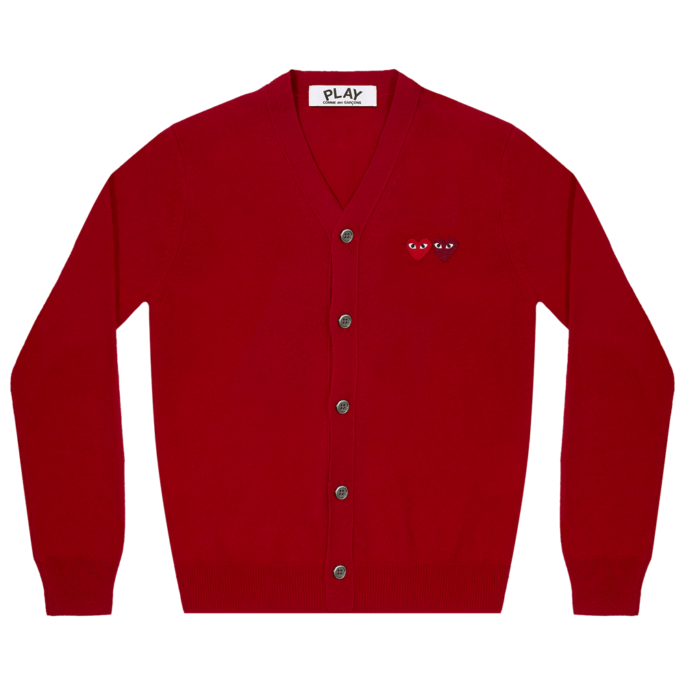 Comme des Garçons PLAY Double Heart Cardigan Red