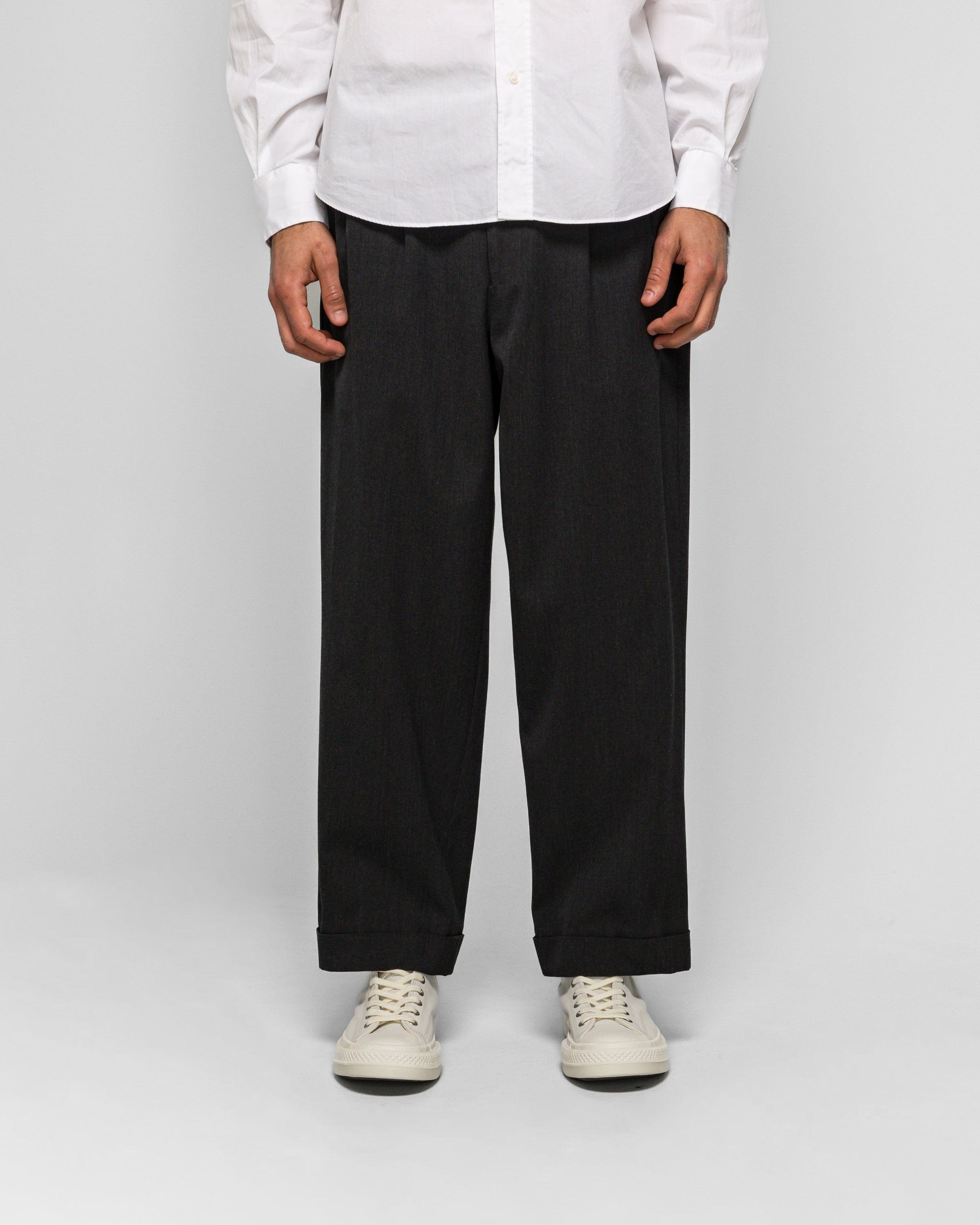 A.presse Wool Wide Tapered Trousers - Charcoal
