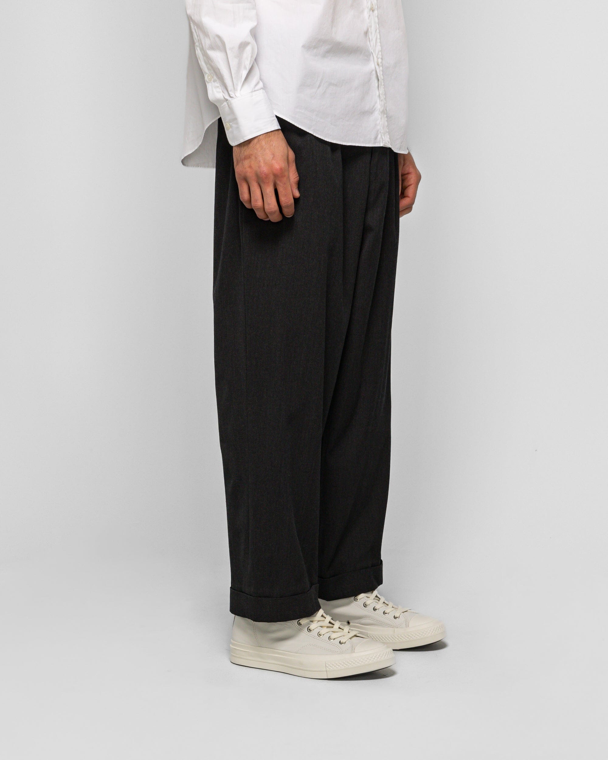 A.presse Wool Wide Tapered Trousers - Charcoal