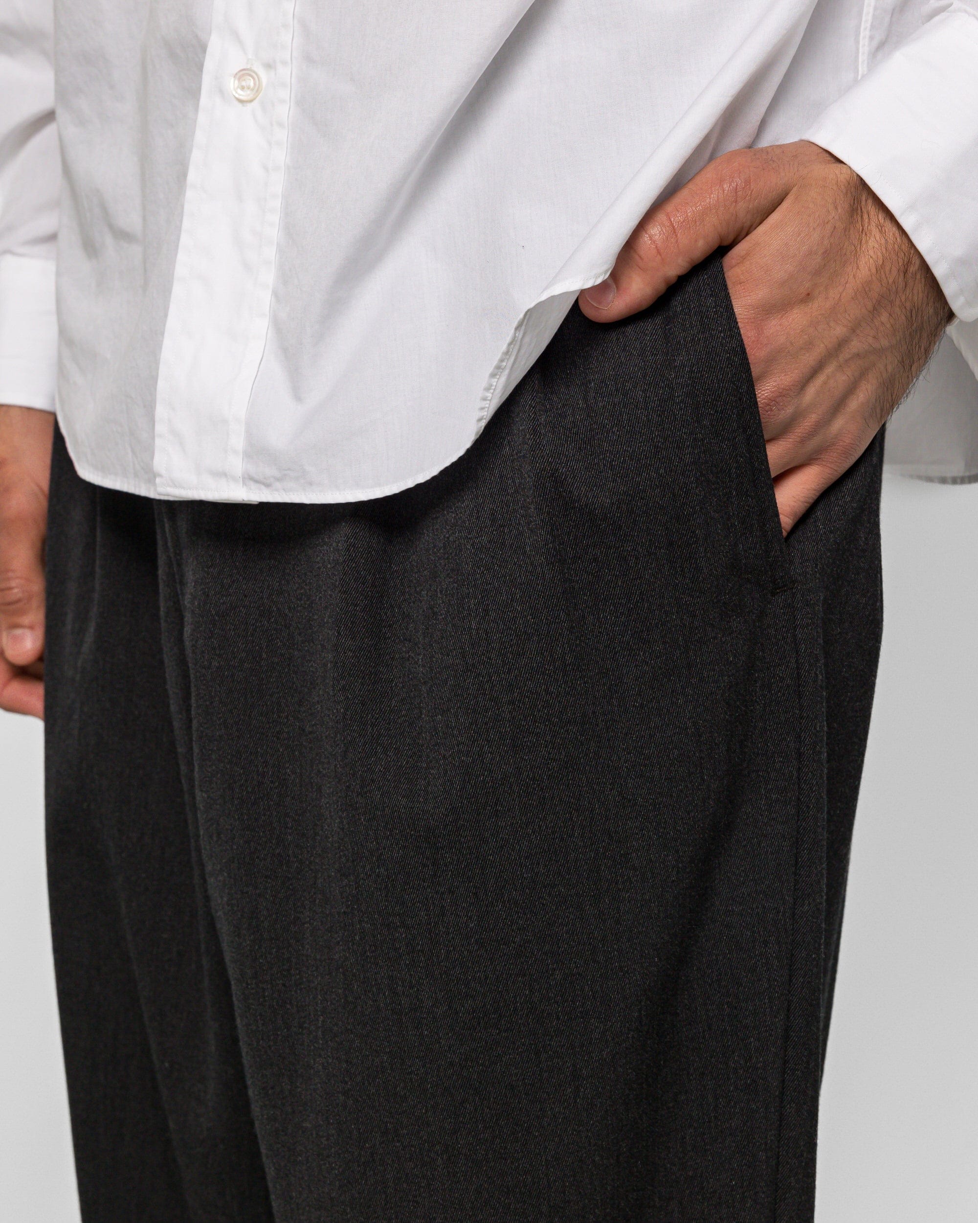 A.presse Wool Wide Tapered Trousers - Charcoal