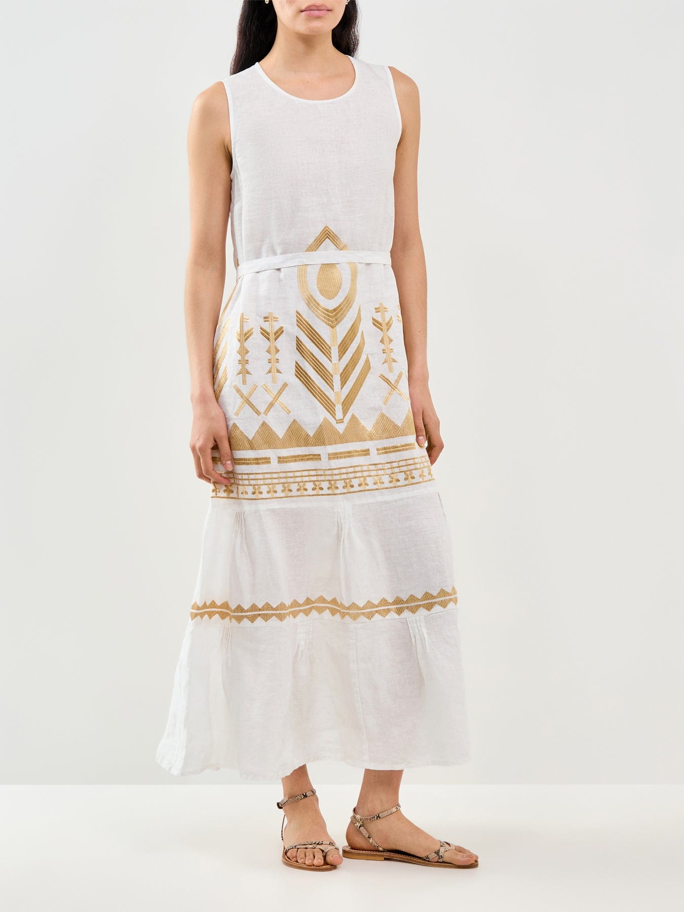 Kori Feather Sleeveless Maxi Dress White
