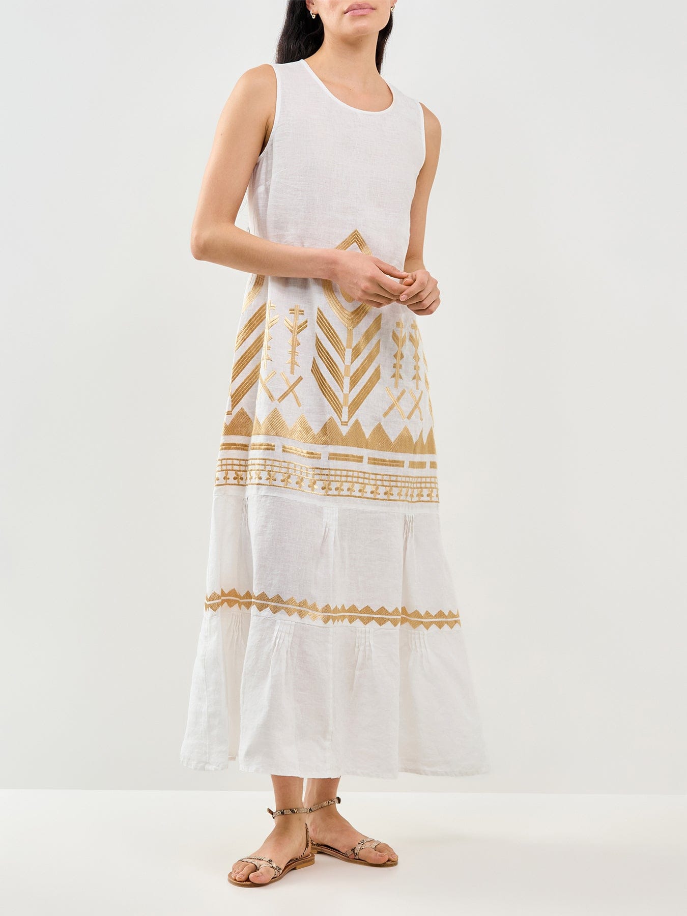 Kori Feather Sleeveless Maxi Dress White