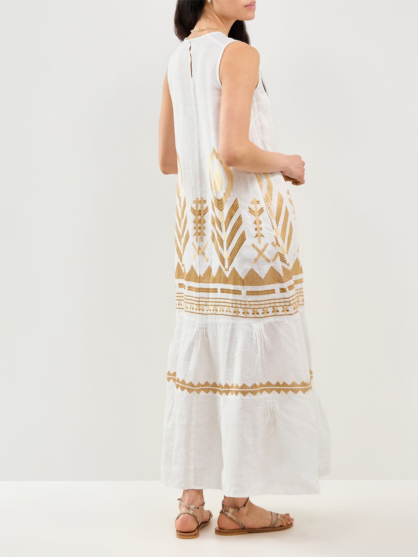 Kori Feather Sleeveless Maxi Dress White