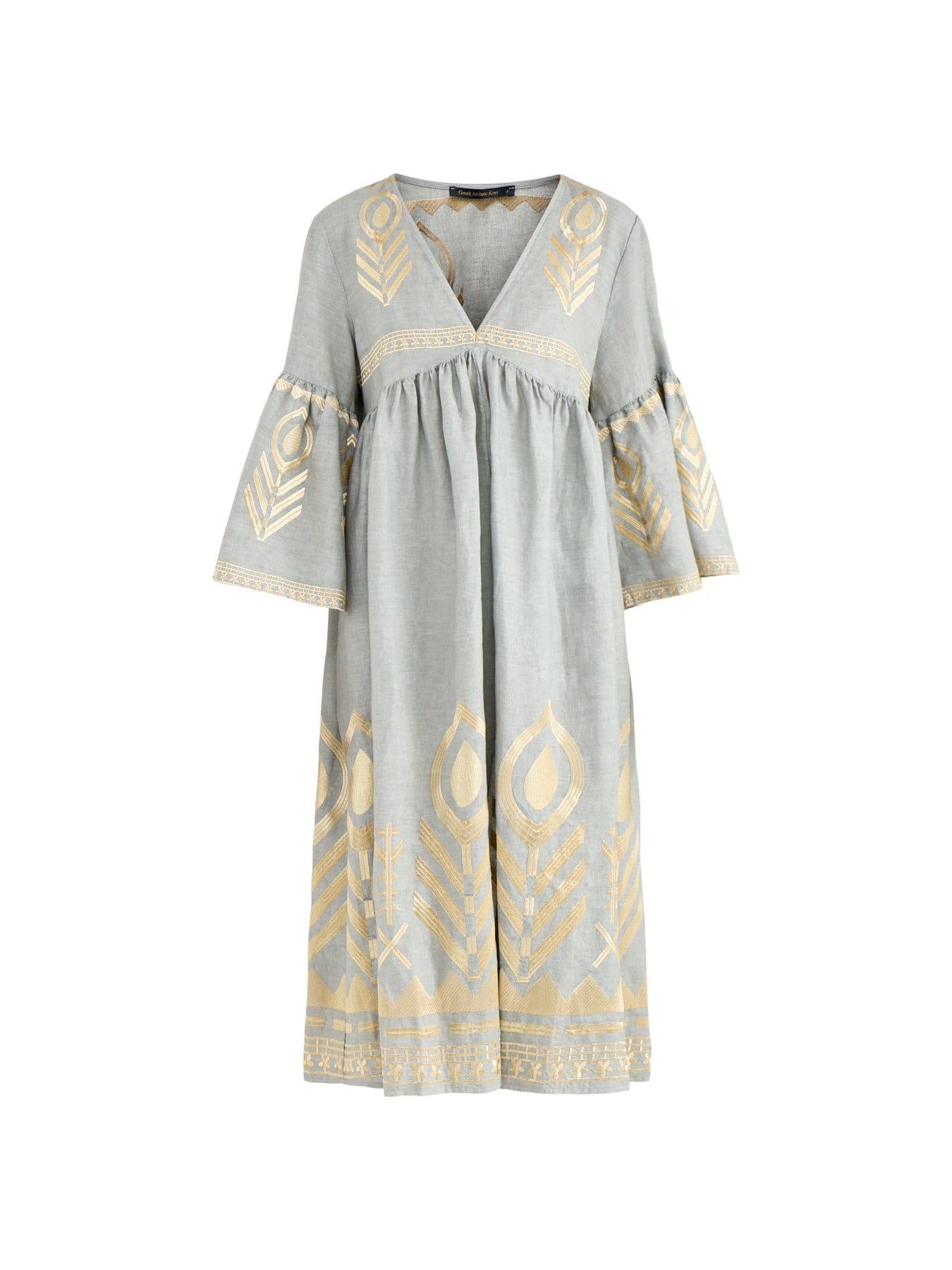 Kori Feather Linen Midi Dress Grey