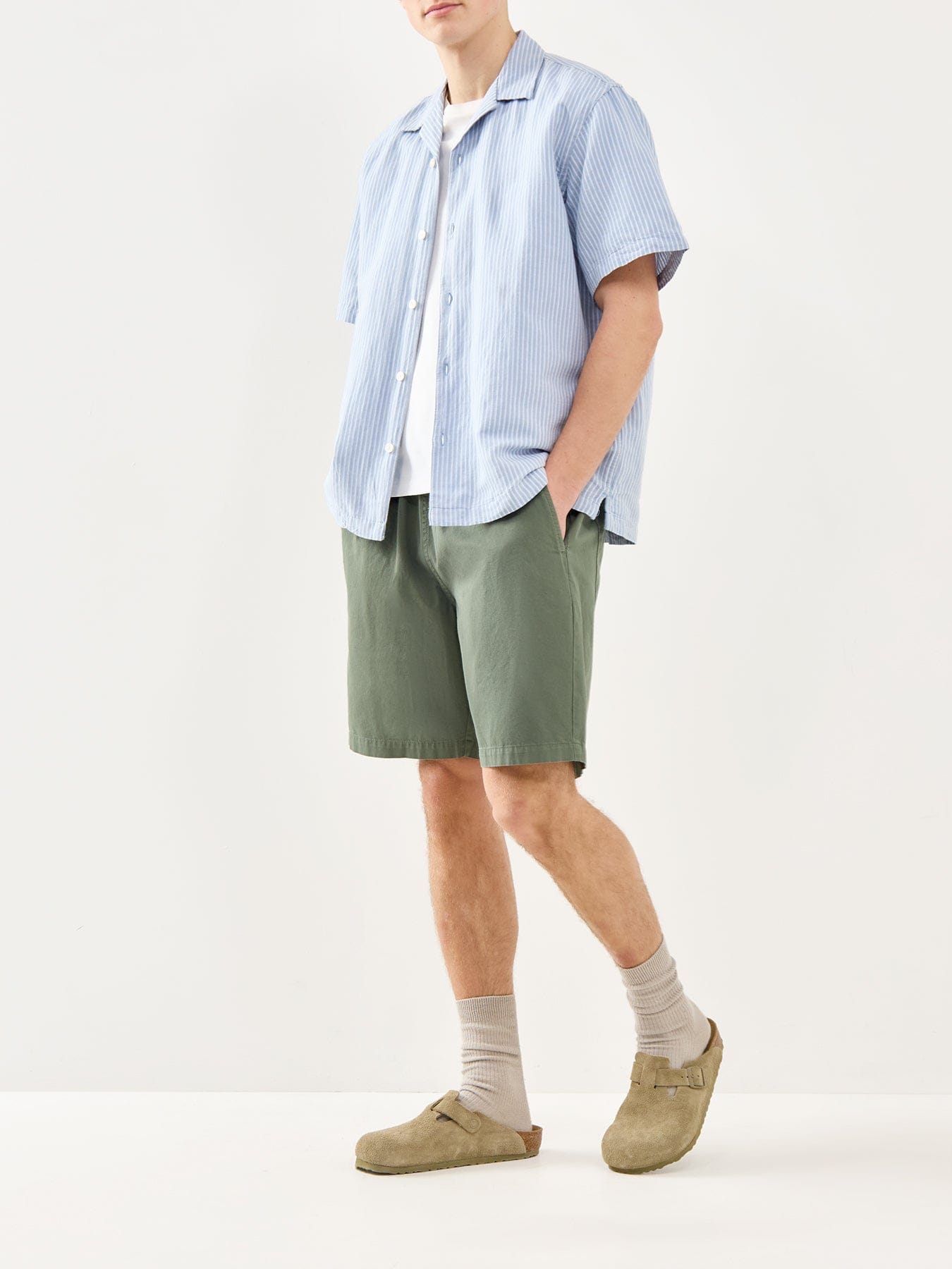 Selected Relaxed Linen - Blend Short Sleeve Shirt Blue