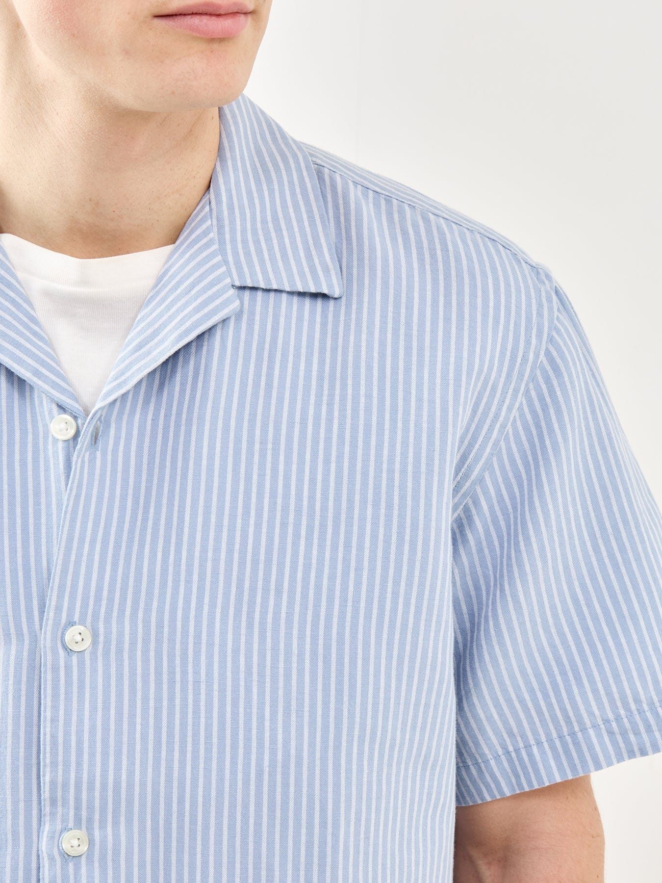 Selected Relaxed Linen - Blend Short Sleeve Shirt Blue