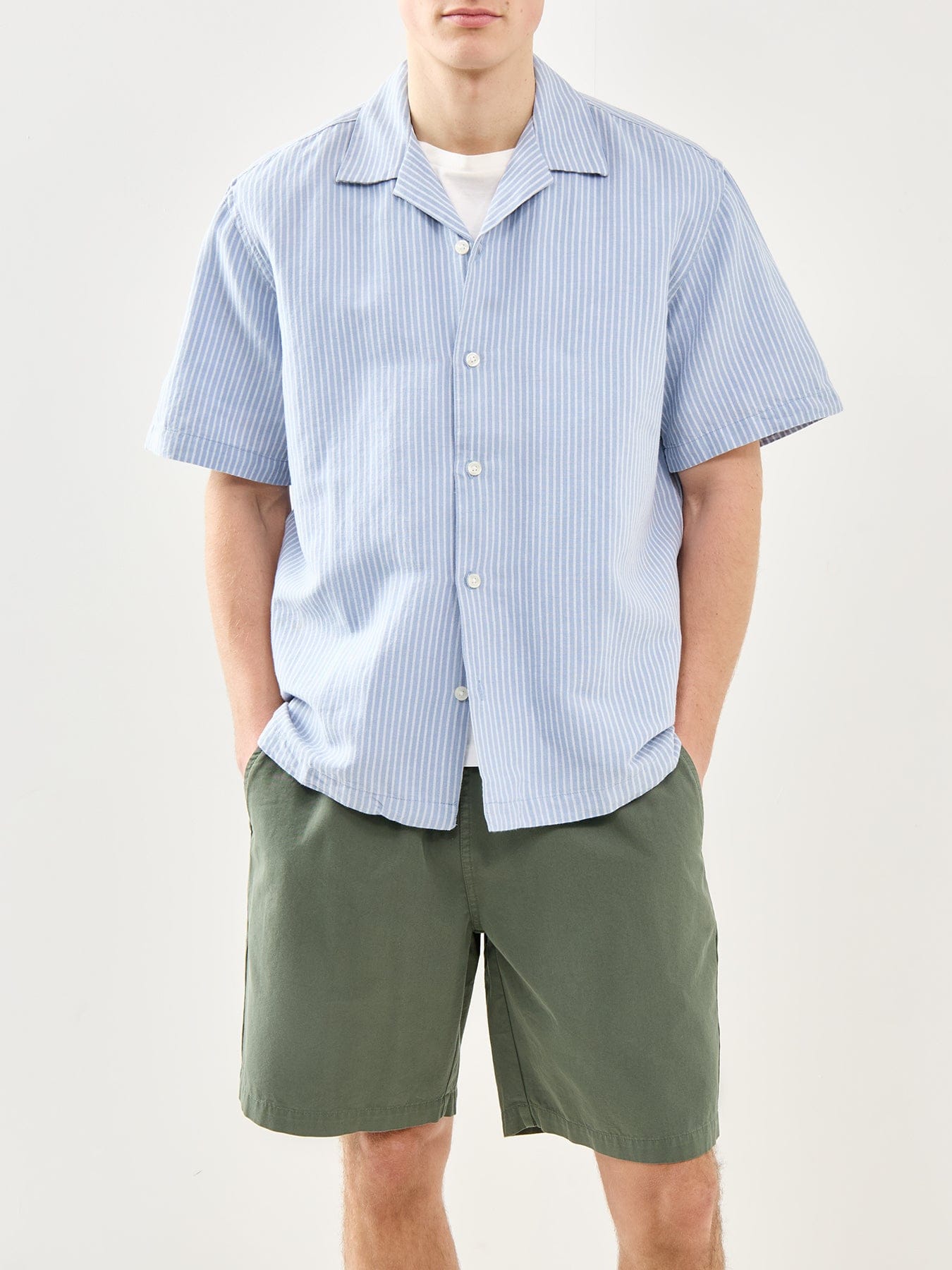Selected Relaxed Linen - Blend Short Sleeve Shirt Blue