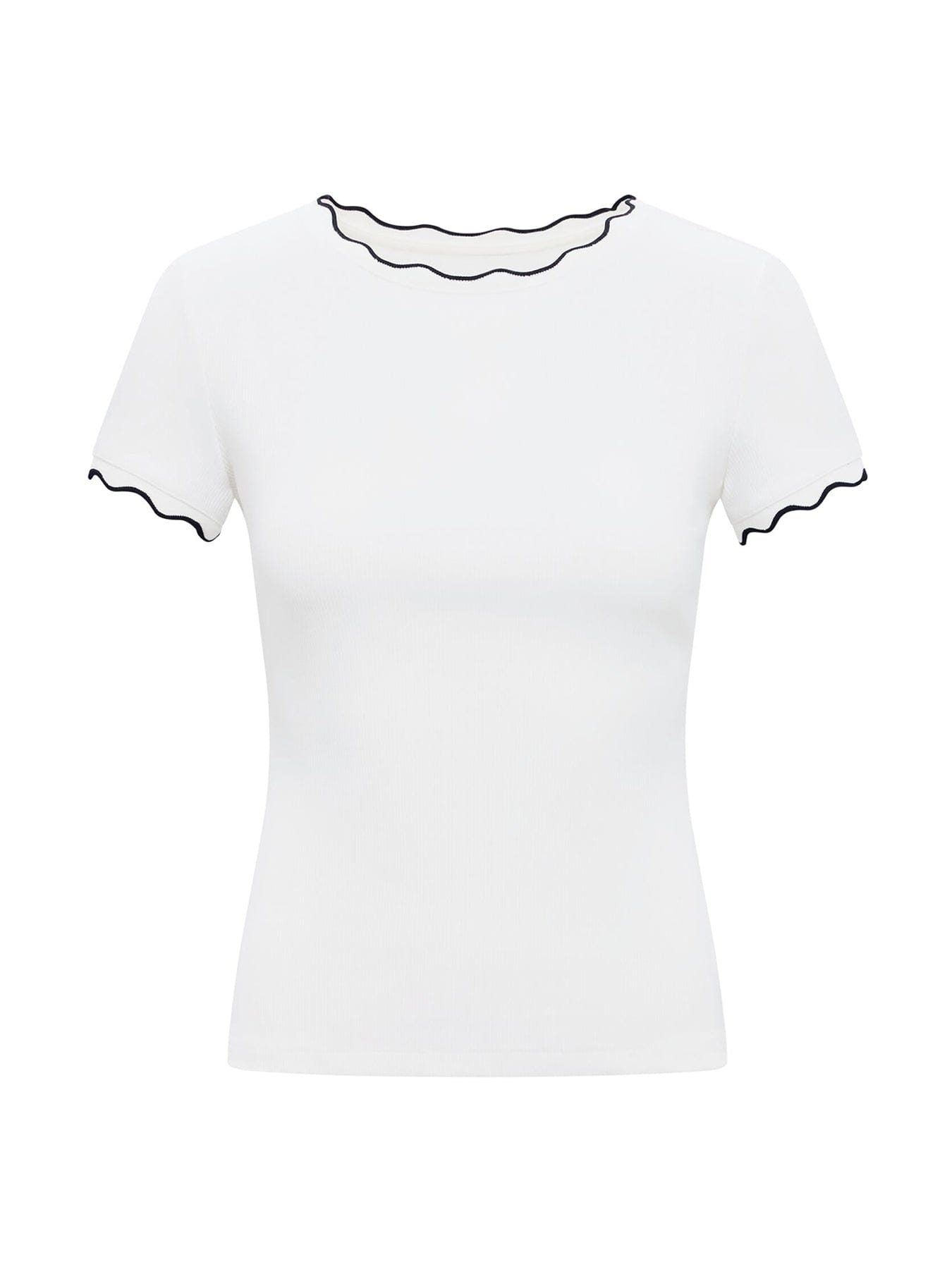 Forever New Rebecca Scallop Trim T - Shirt White