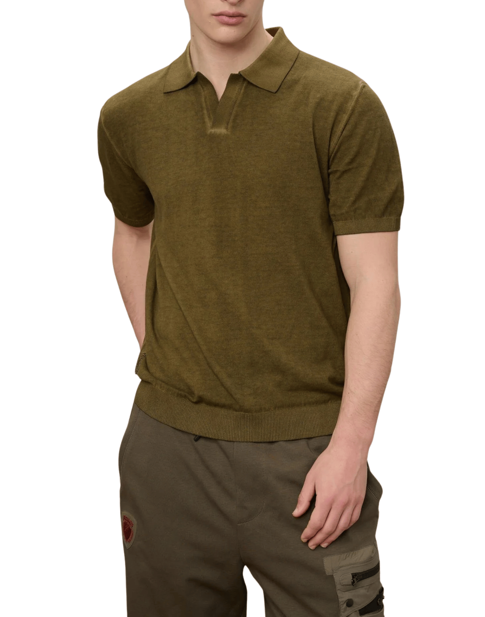 Polo Green Esmond Shaded Open - Neck Polo Shirt