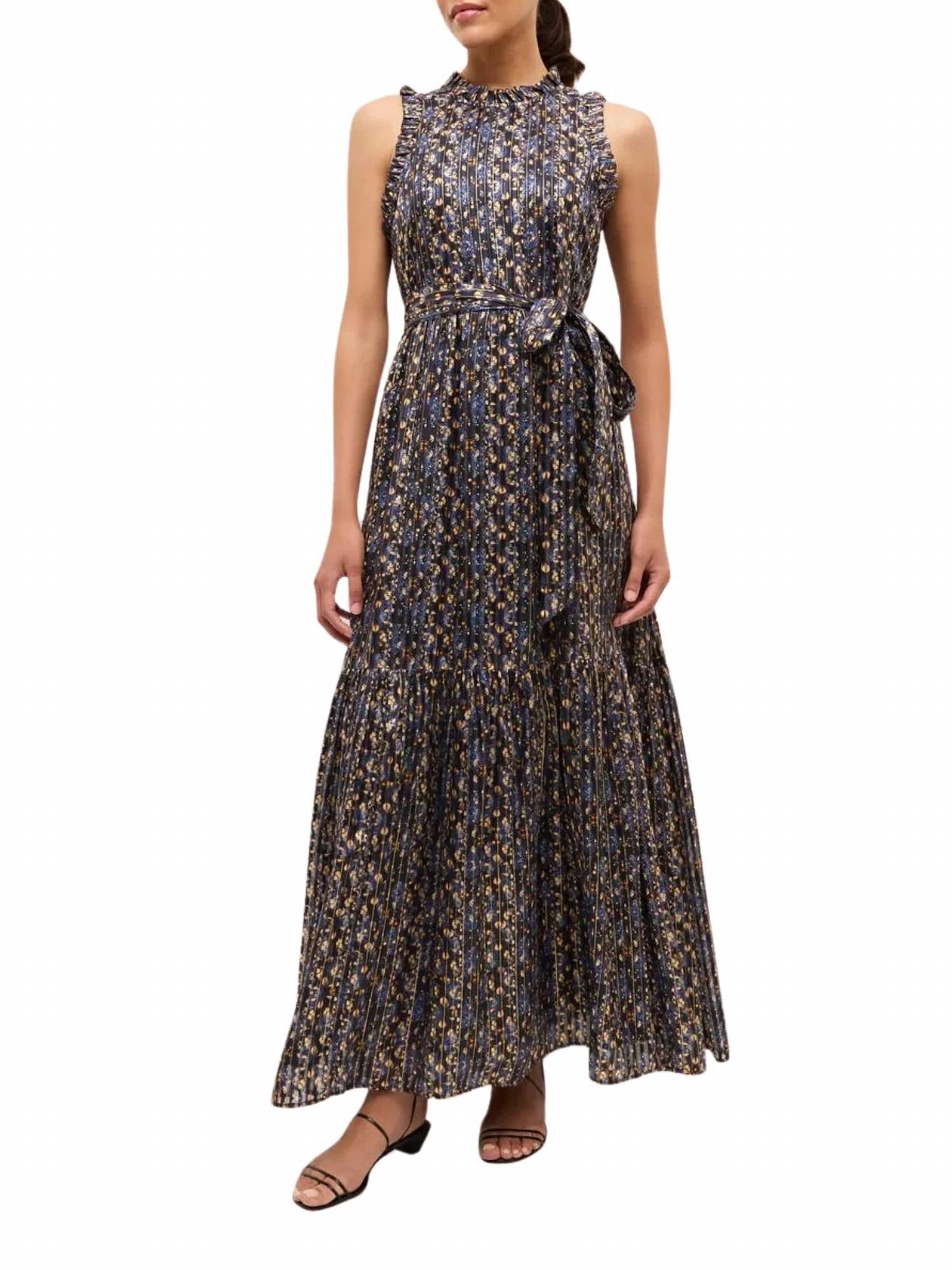 Alice Maxi Dress In Metallic Black Floral