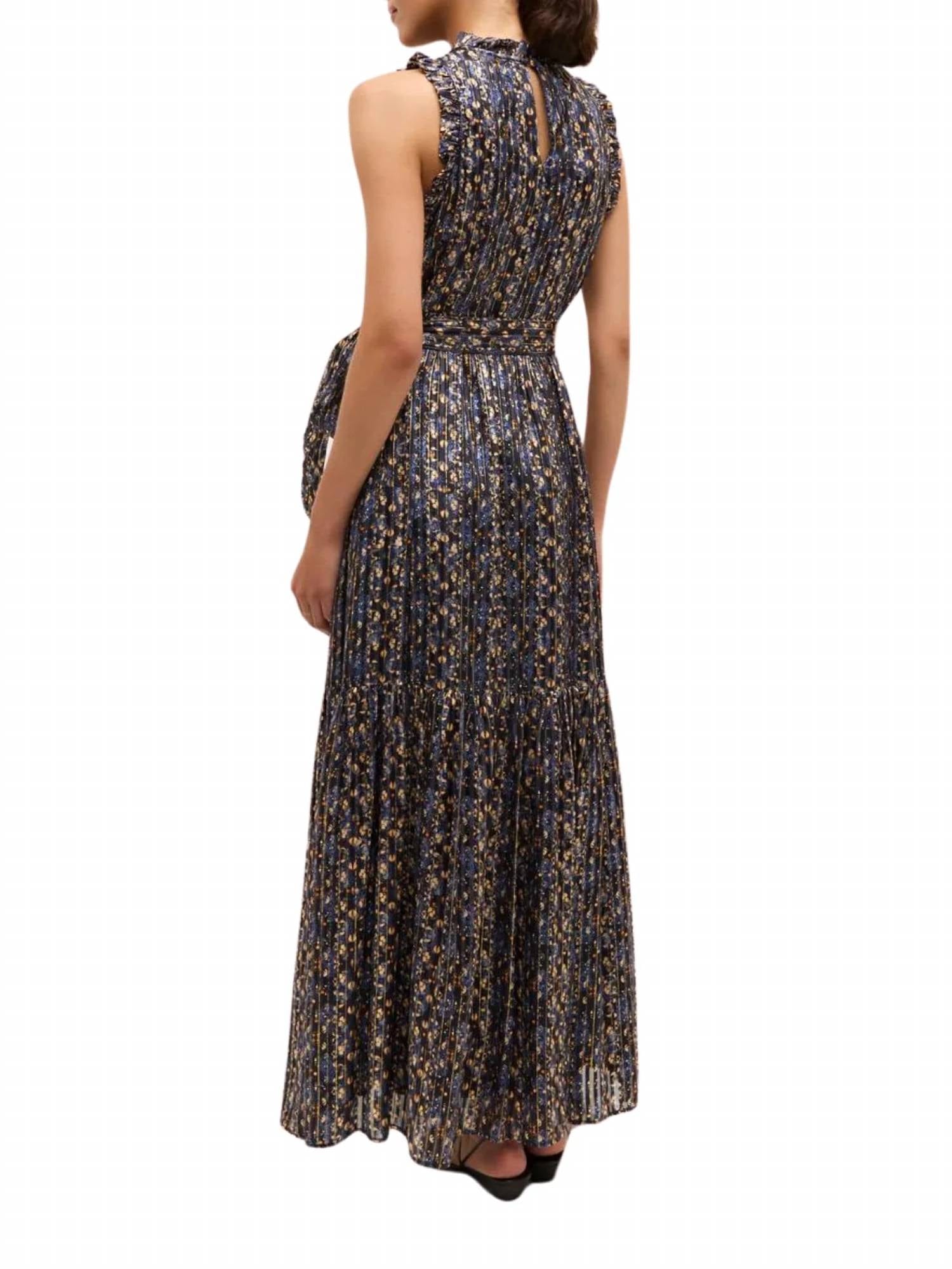 Alice Maxi Dress In Metallic Black Floral