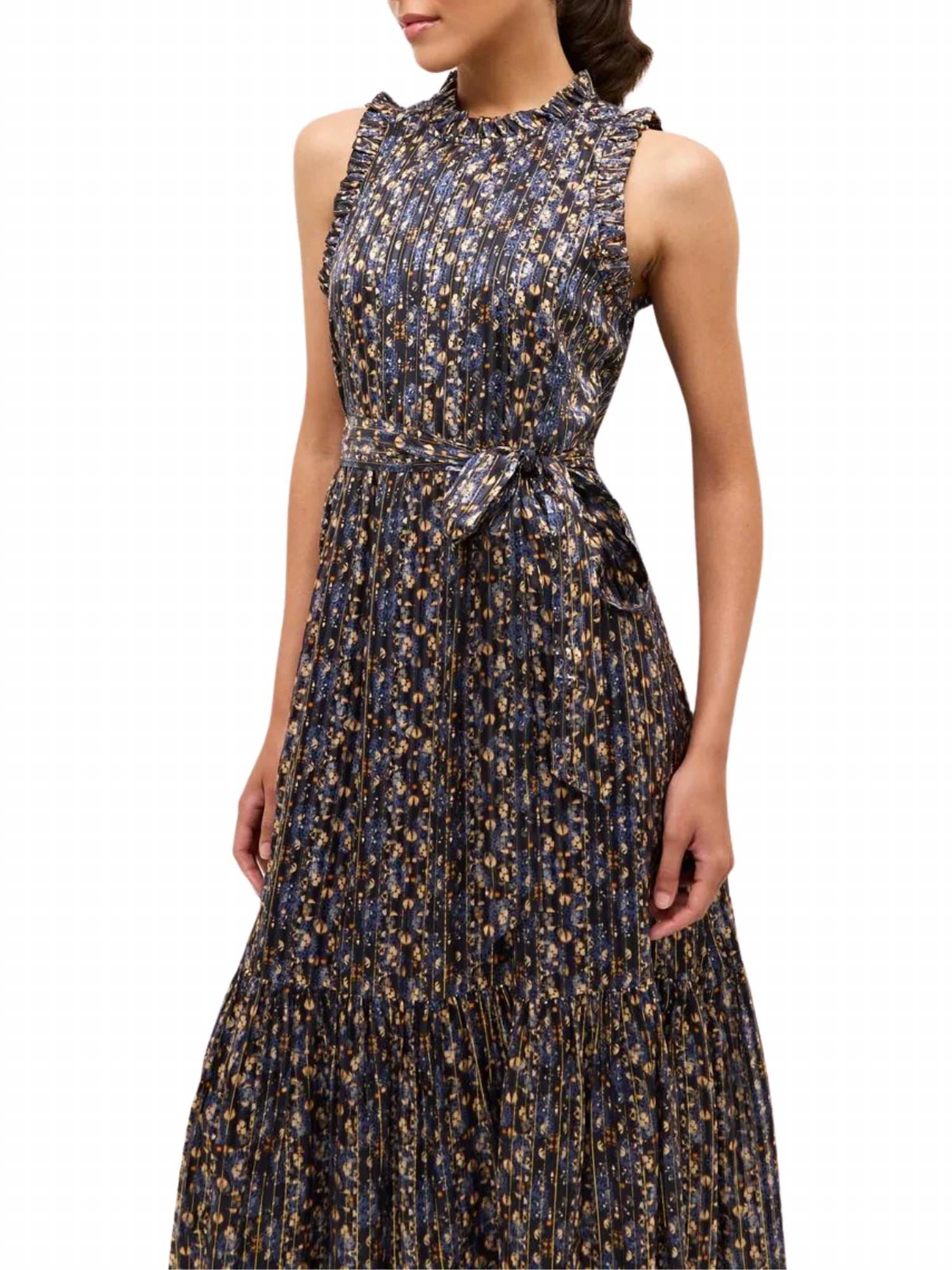 Alice Maxi Dress In Metallic Black Floral