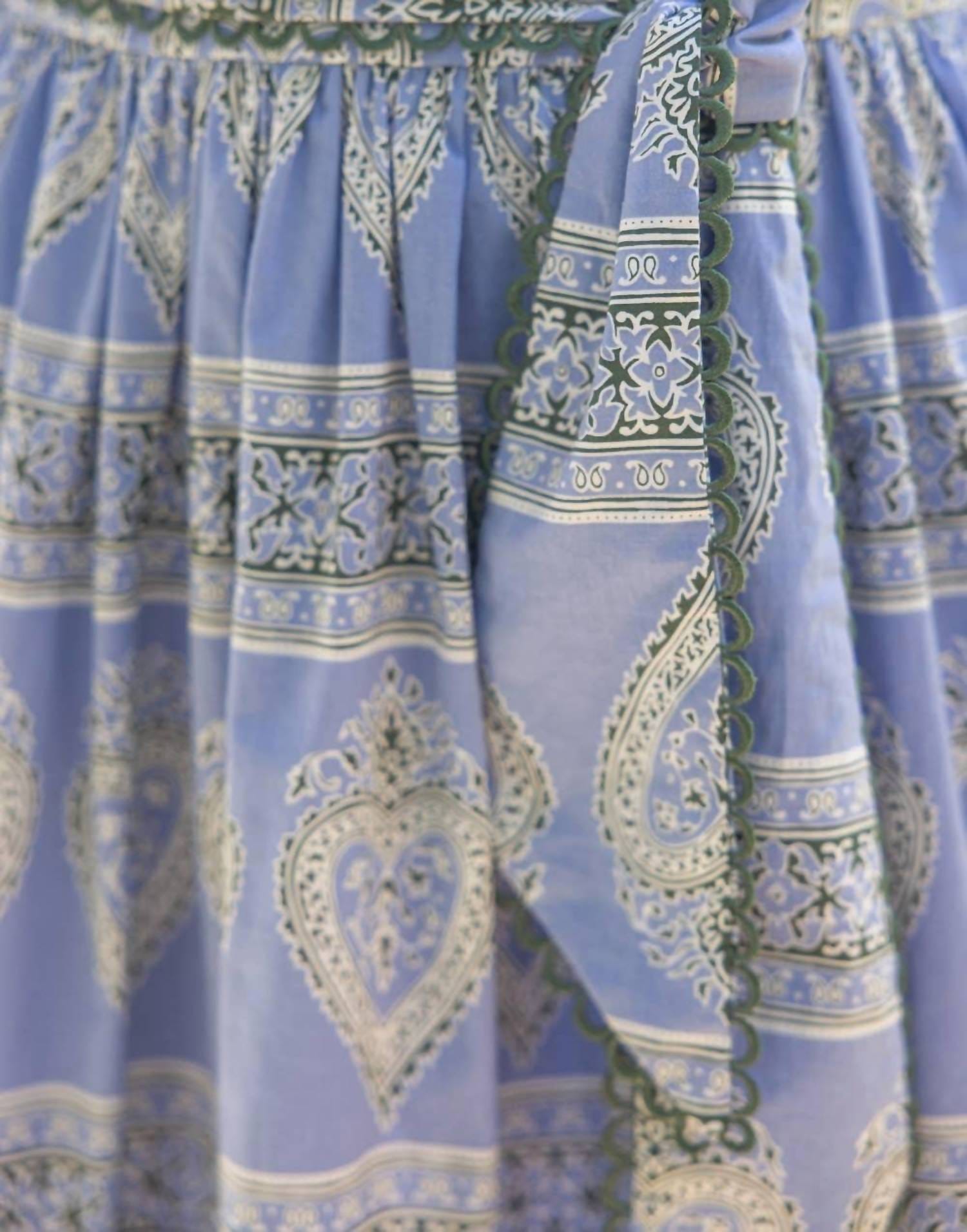 Blue Mixed Print Waist Tie Sleeveless Midi Dress In Slate Blue