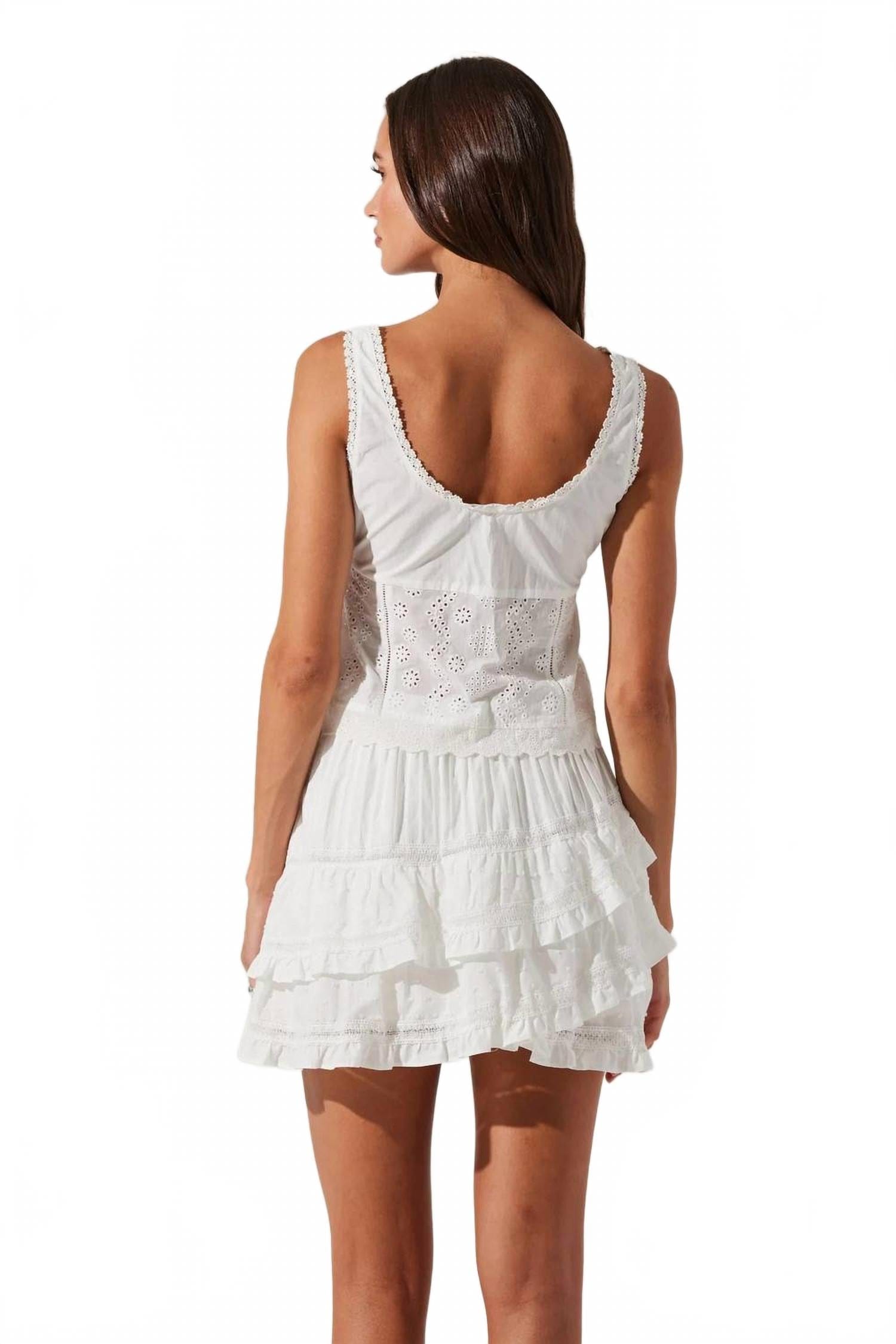 WHITE* Kensley Eyelet Tiered Mini Skirt In White