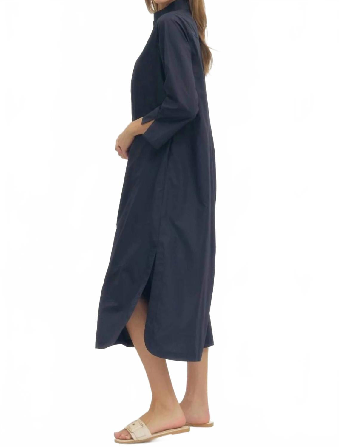 Blue Mercer Shirt Midi Dress In Blue