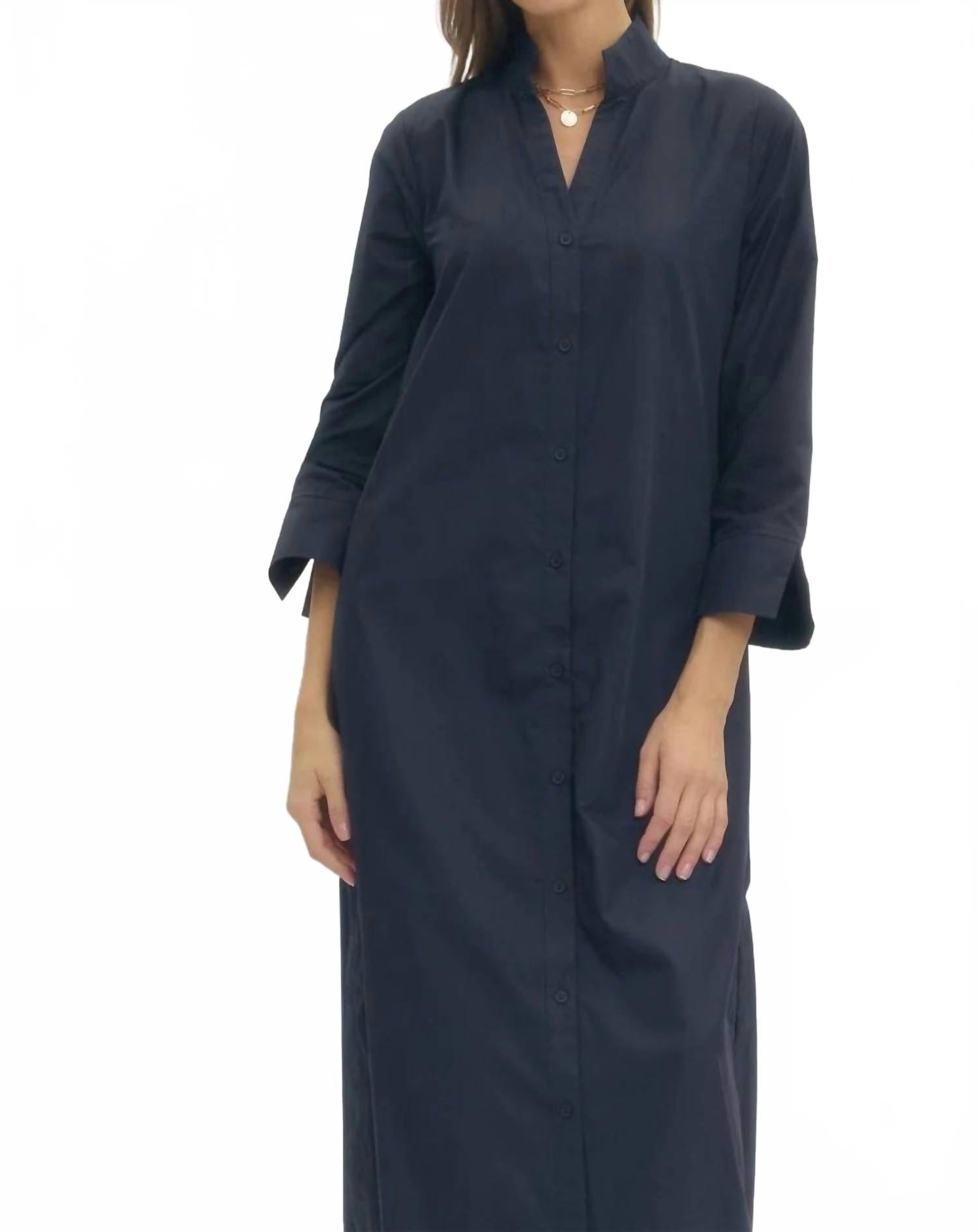 Blue Mercer Shirt Midi Dress In Blue