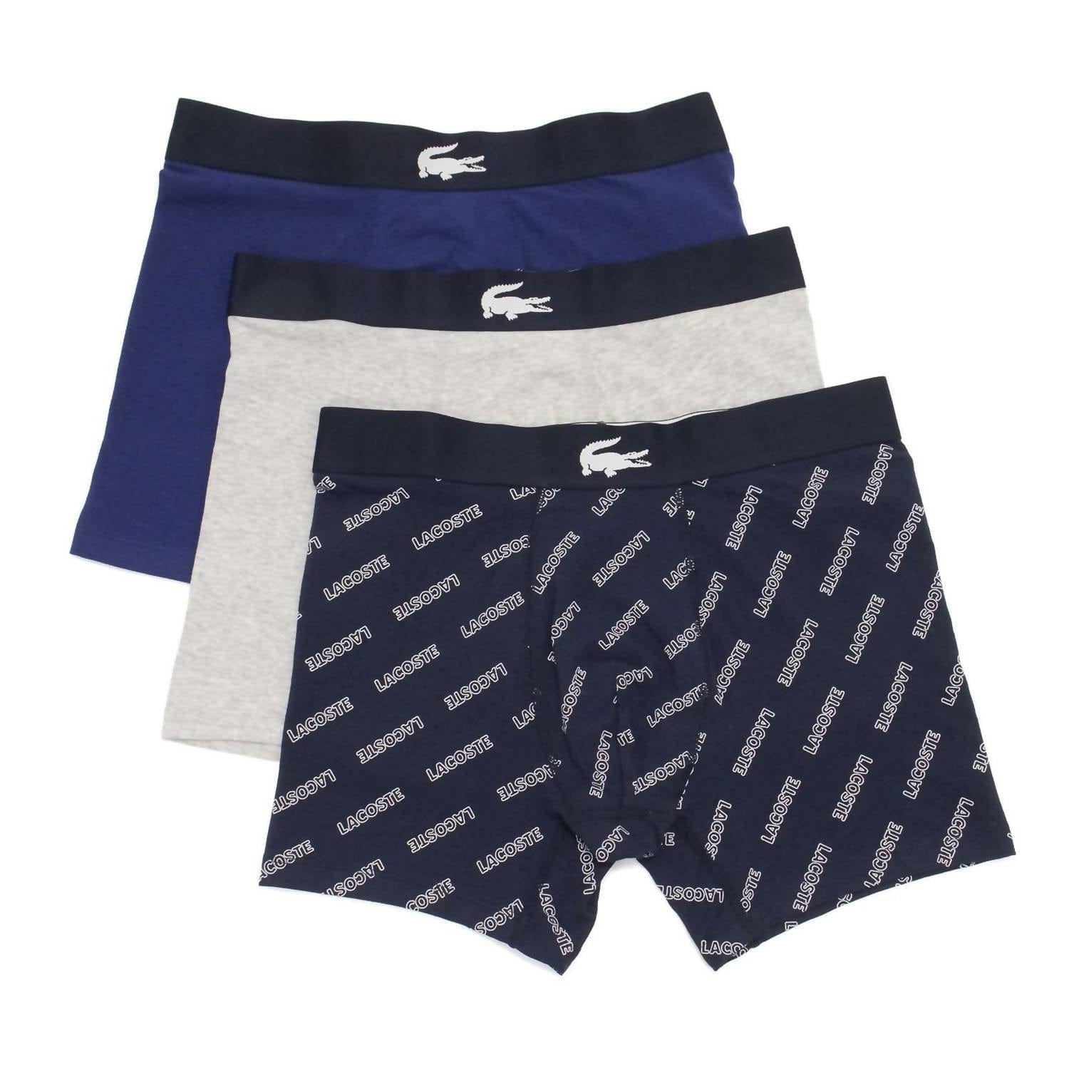 Blue Men's 3 Pack Cotton Stretch Print Boxer Briefs In Navy Blue