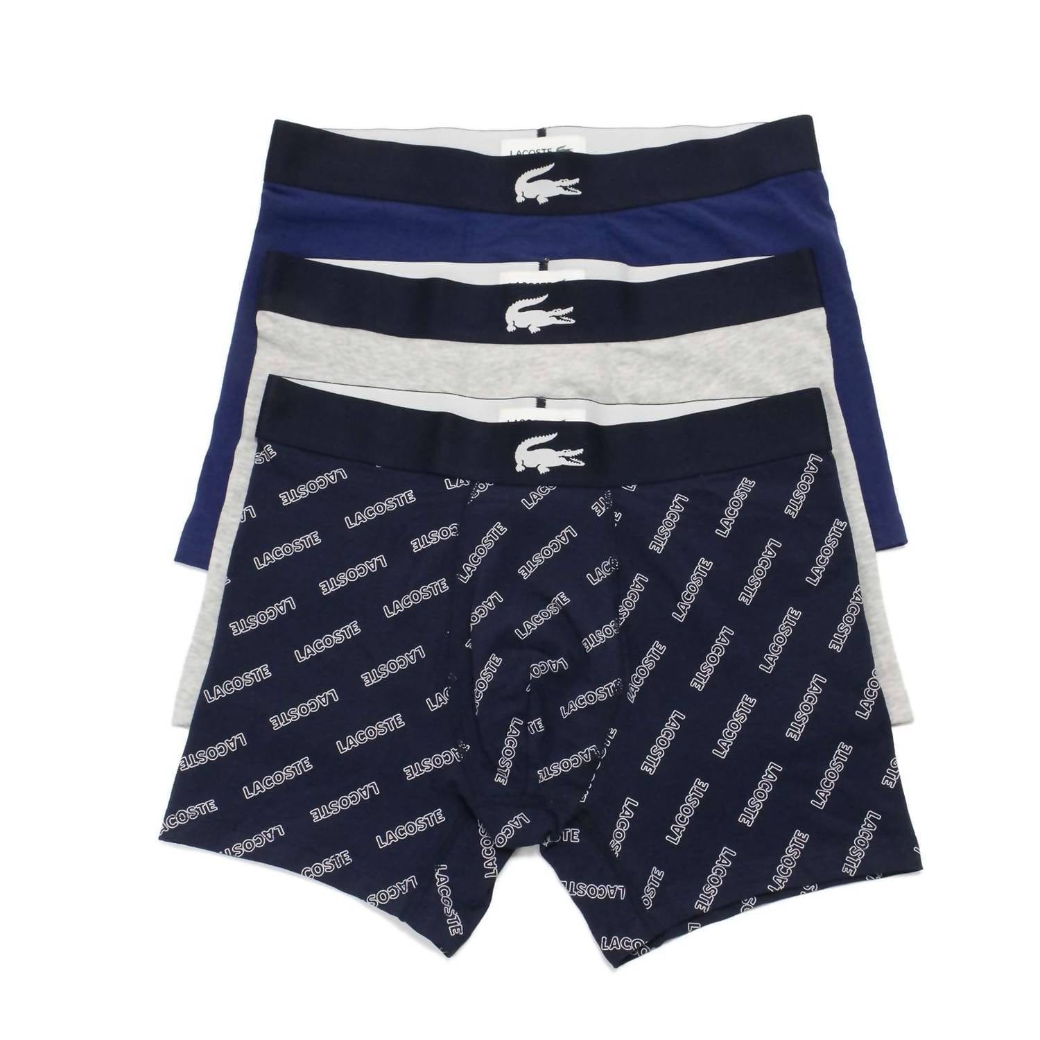 Blue Men's 3 Pack Cotton Stretch Print Boxer Briefs In Navy Blue