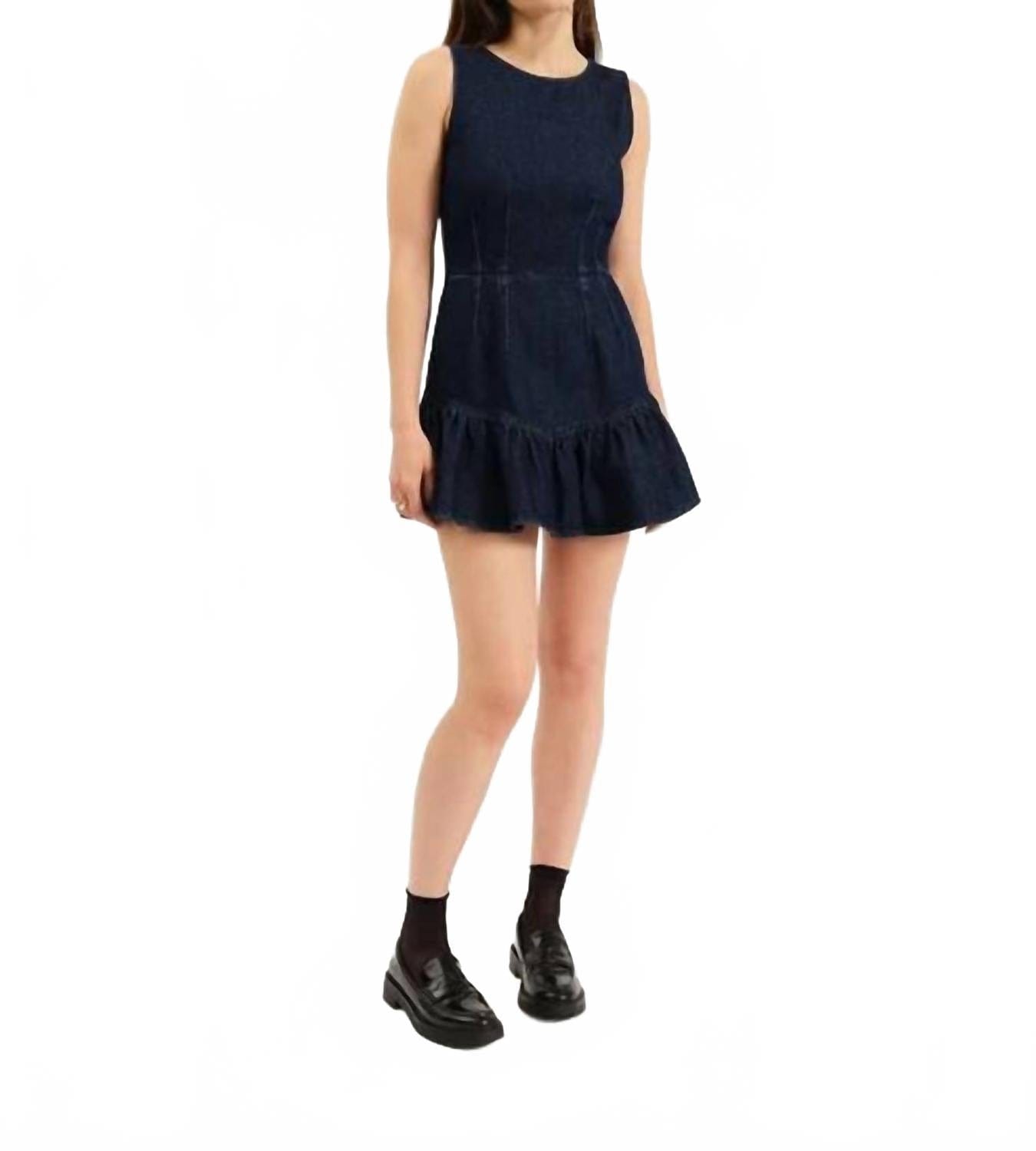 MOONLIGHT Laurel Ruffle Mini Dress In Moonlight Rinse