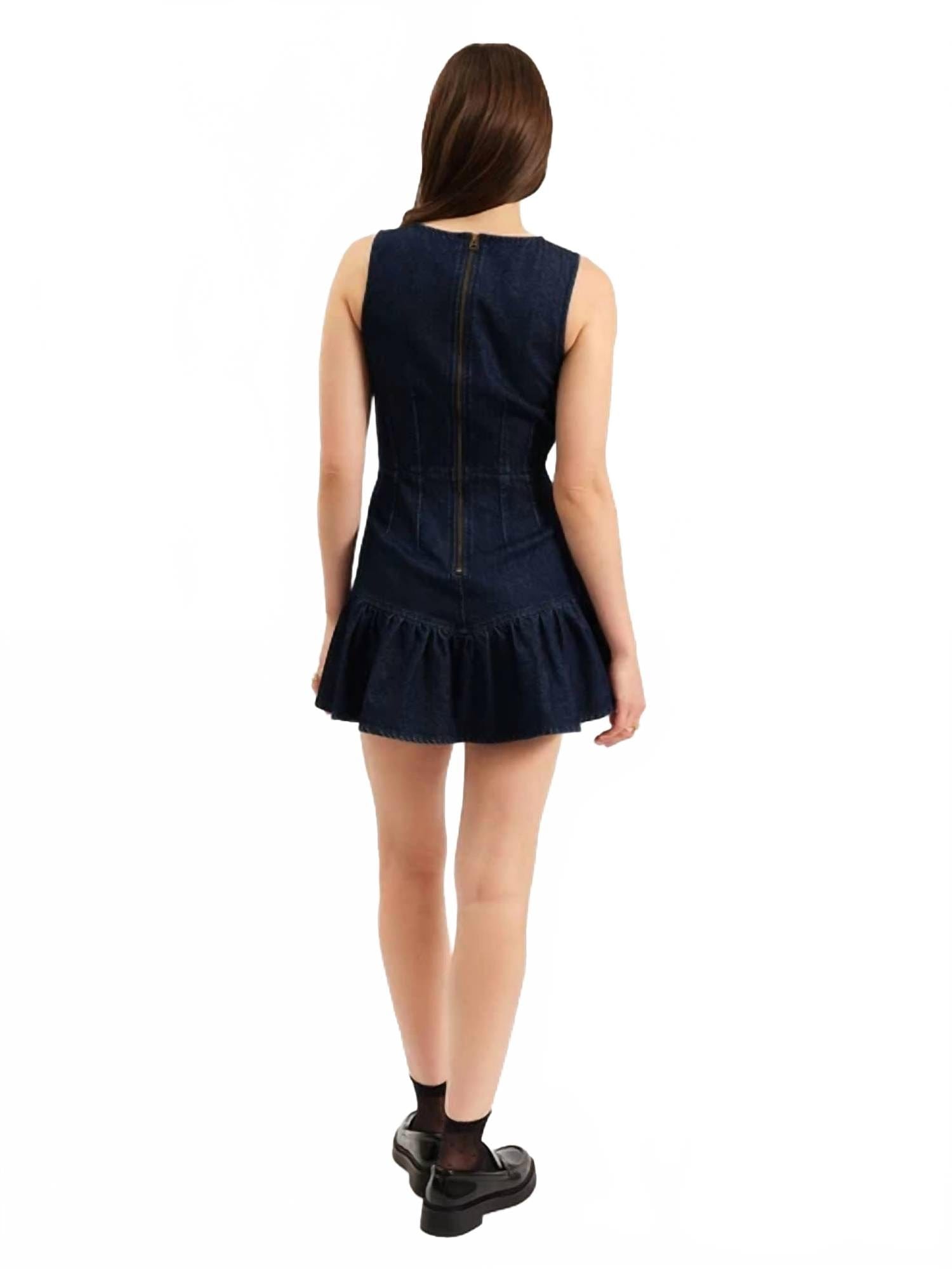 MOONLIGHT Laurel Ruffle Mini Dress In Moonlight Rinse