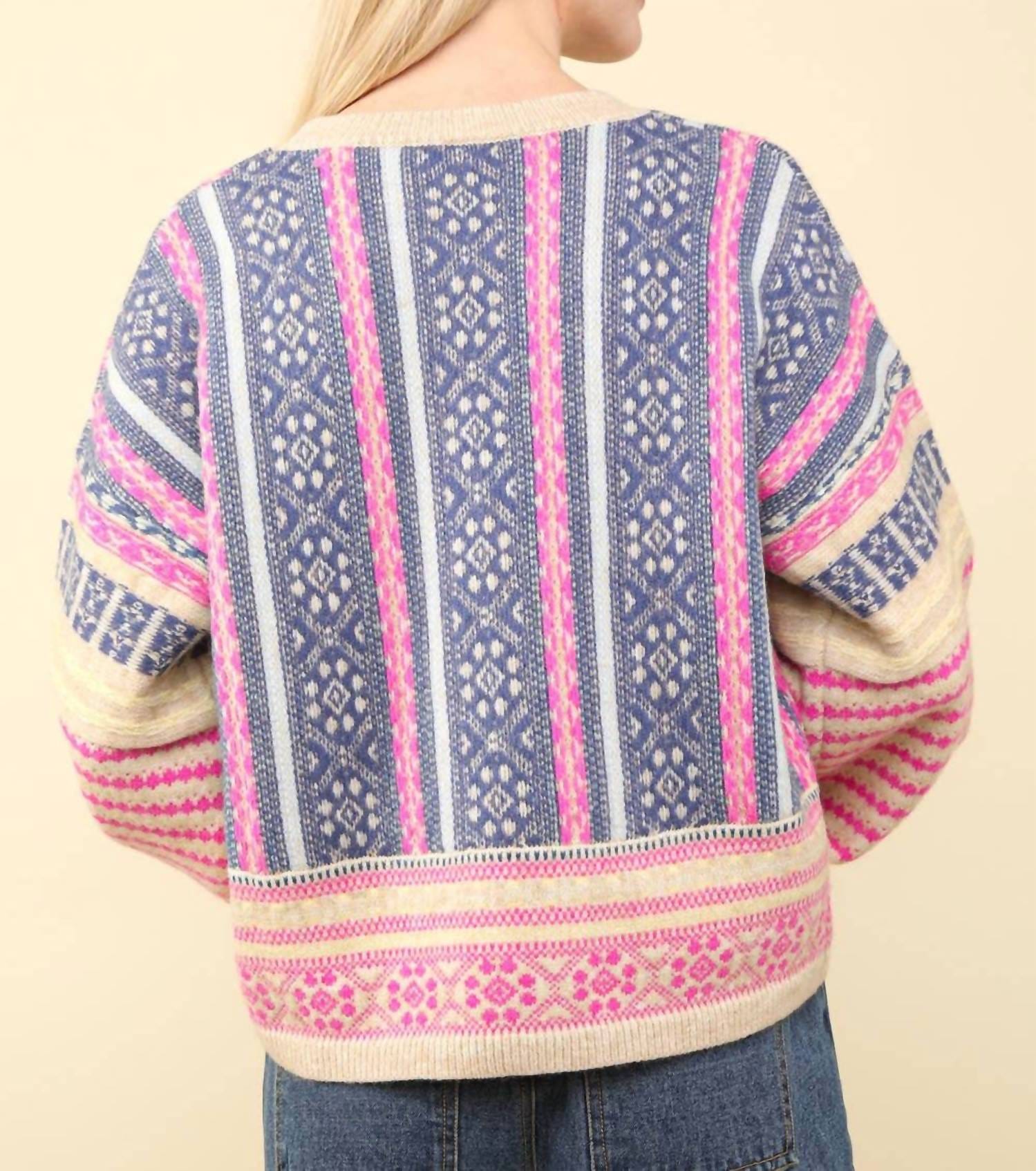 COZY Women's Opal Oversized Cozy Printed Knit Sweater In Multi Color