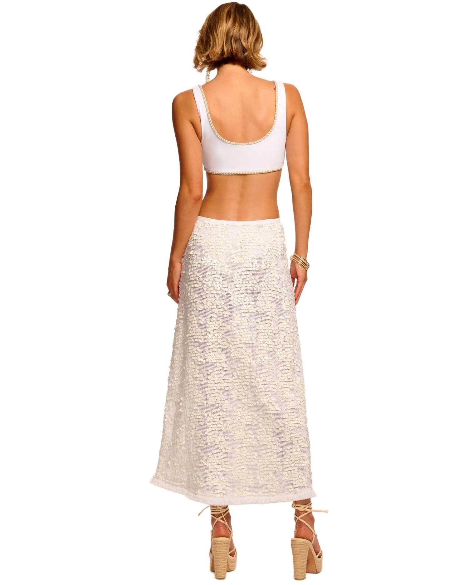 WHITE* Lucille Coverup Skirt In White Paillette