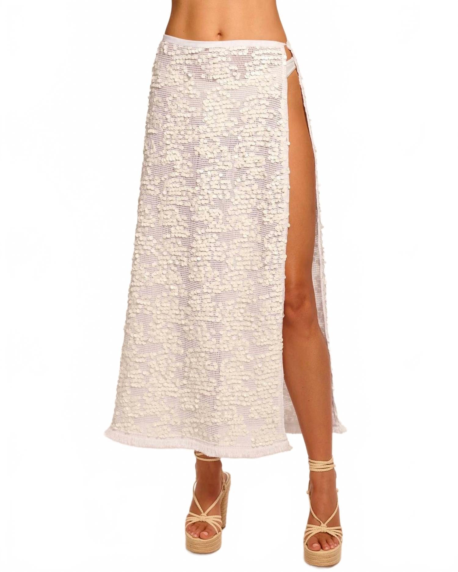 WHITE* Lucille Coverup Skirt In White Paillette