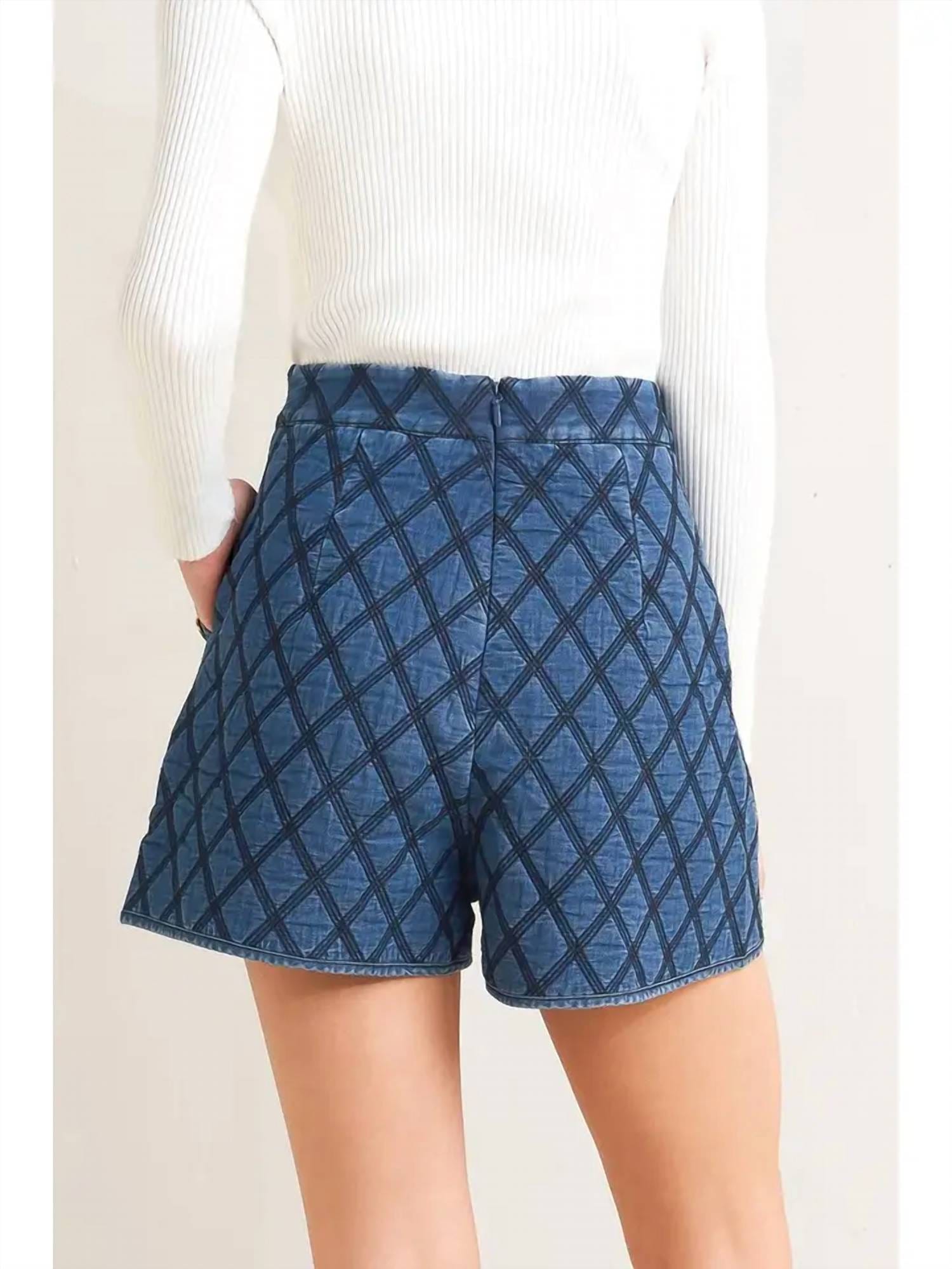 Blue A Quilted Woven Short In Denim Blue