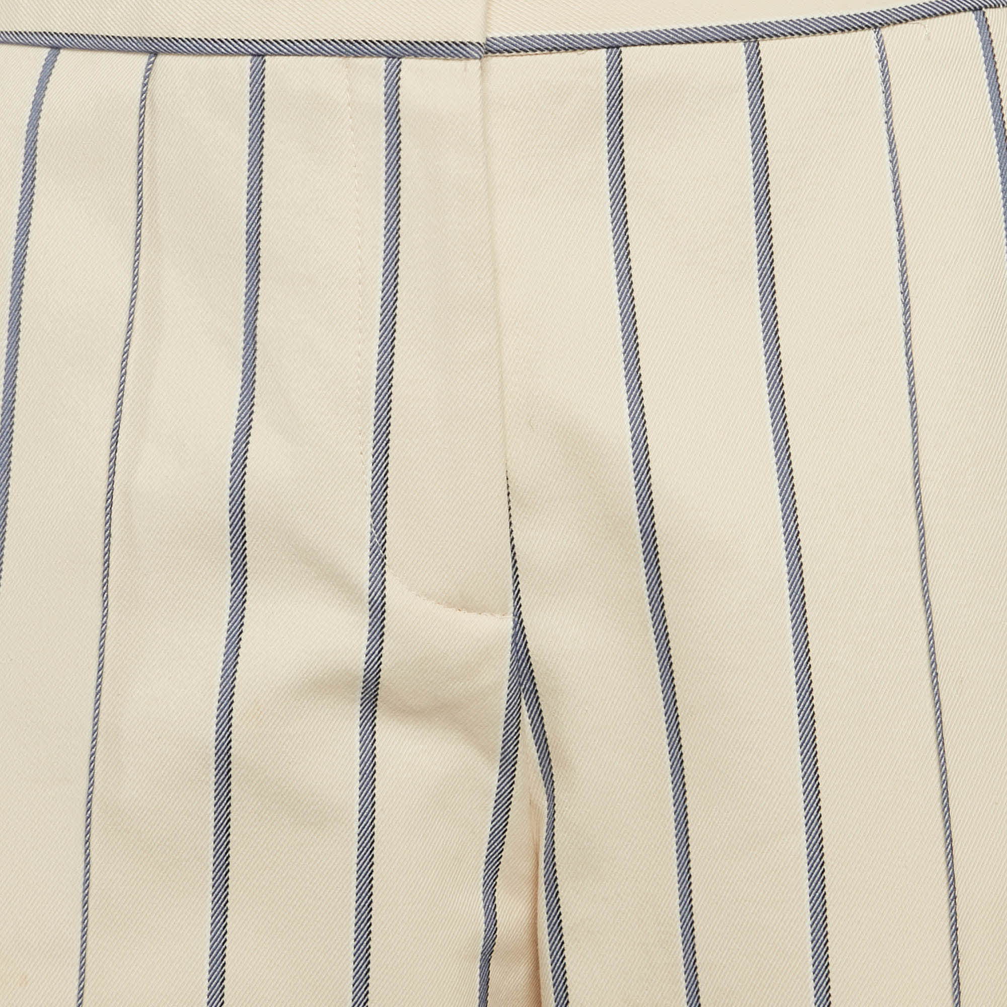 GABARDINE Beige Stripe Gabardine Cotton Trousers