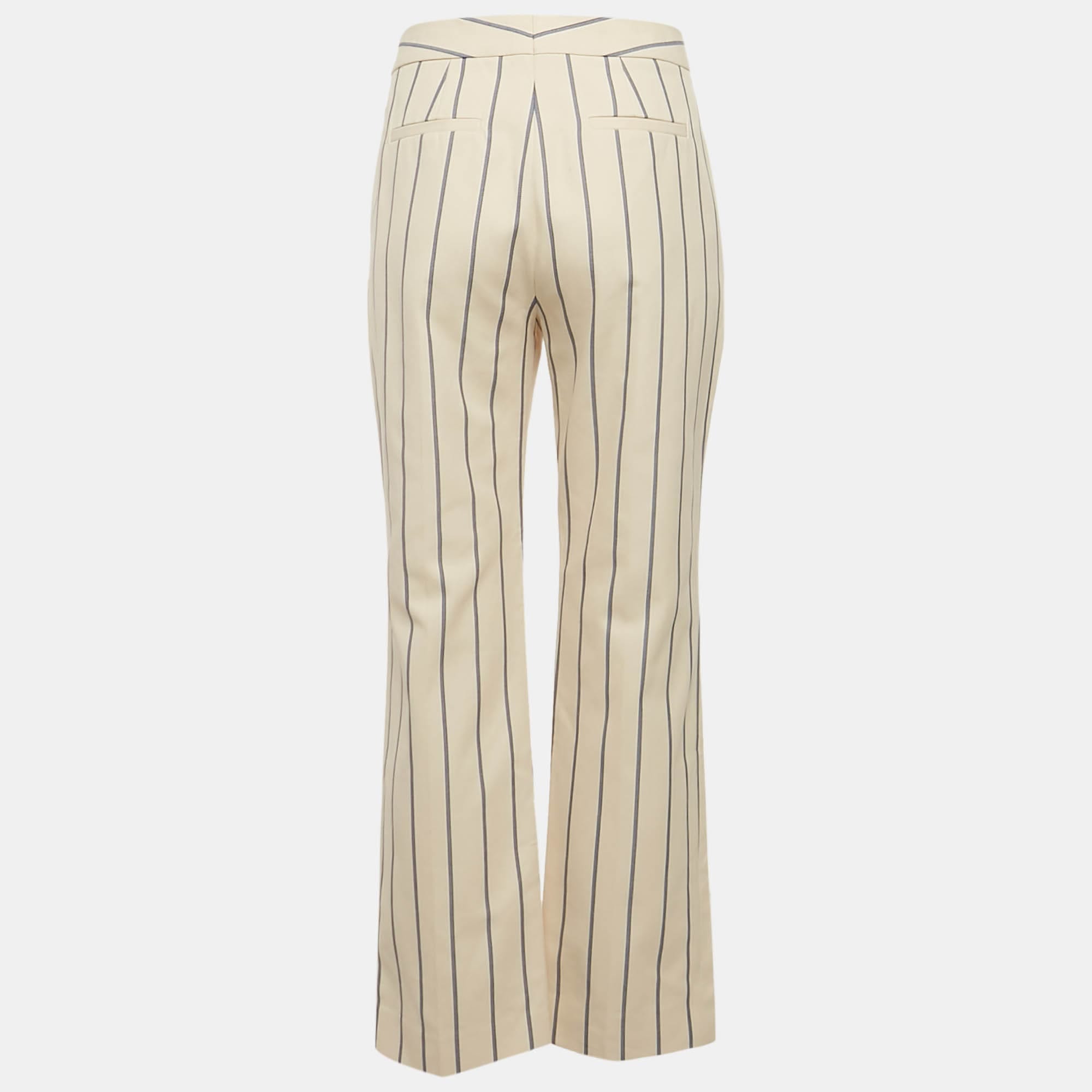 GABARDINE Beige Stripe Gabardine Cotton Trousers