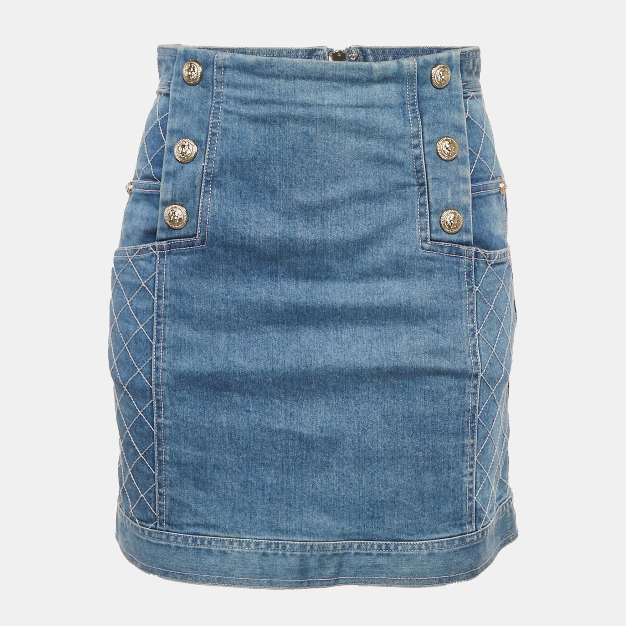 Blue Denim Mini Skirt M/waist 27"