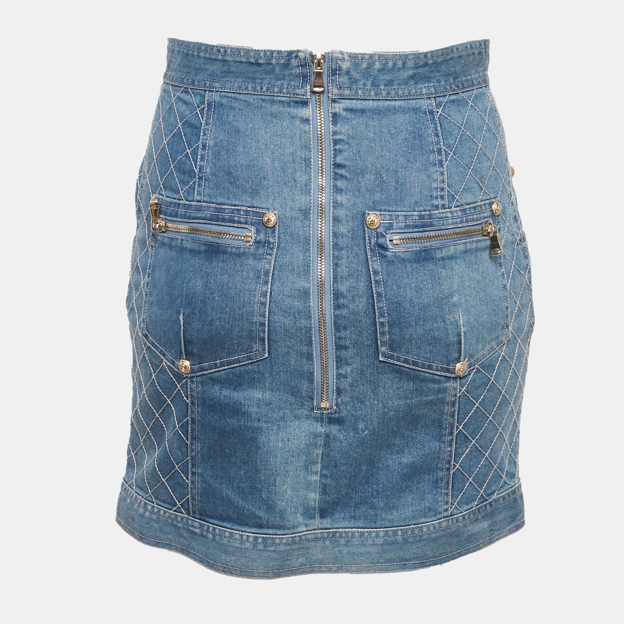 Blue Denim Mini Skirt M/waist 27"