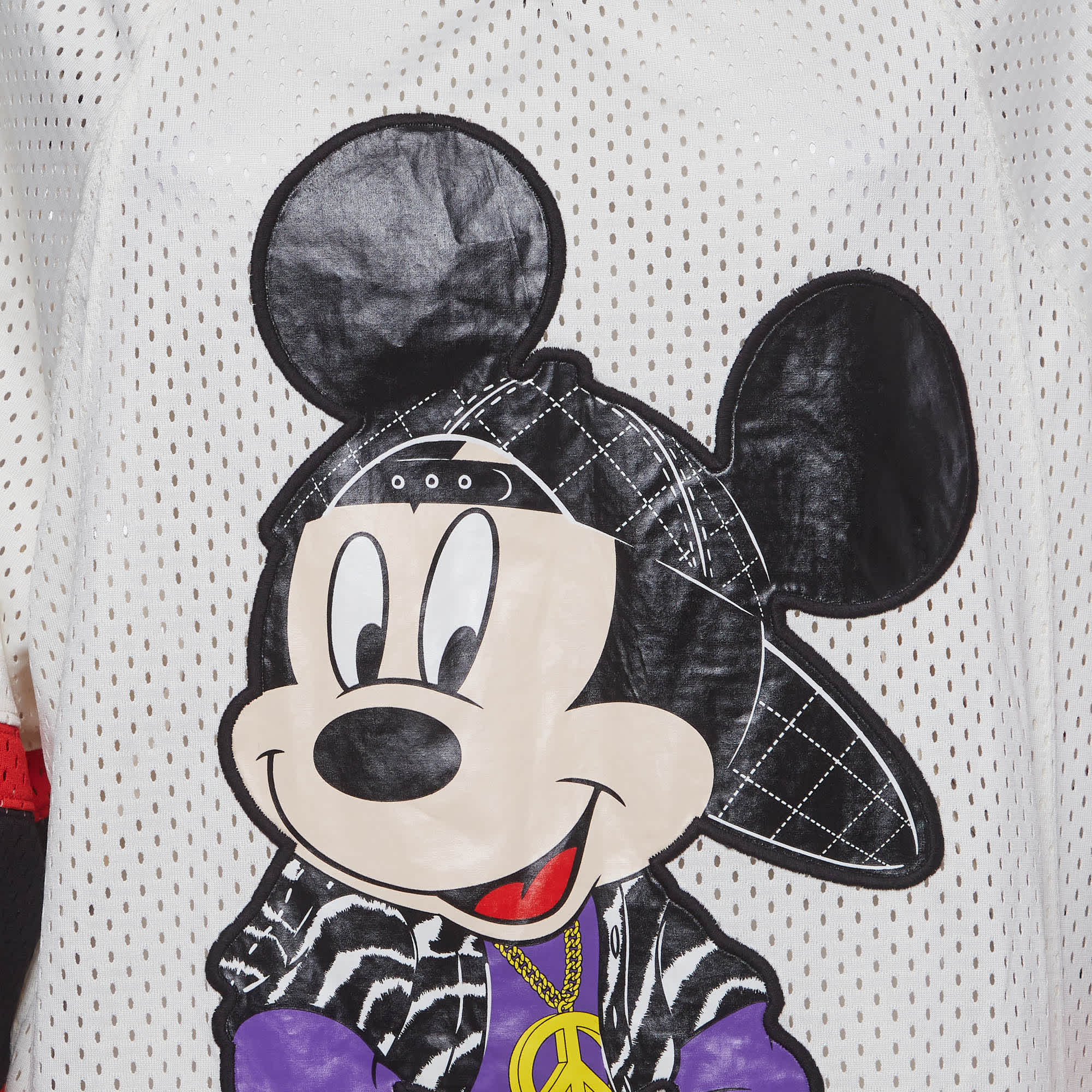 MICKEY MOUSE Moschino x H&m White Mickey Mouse Graphic Jersey Mesh Oversized Top
