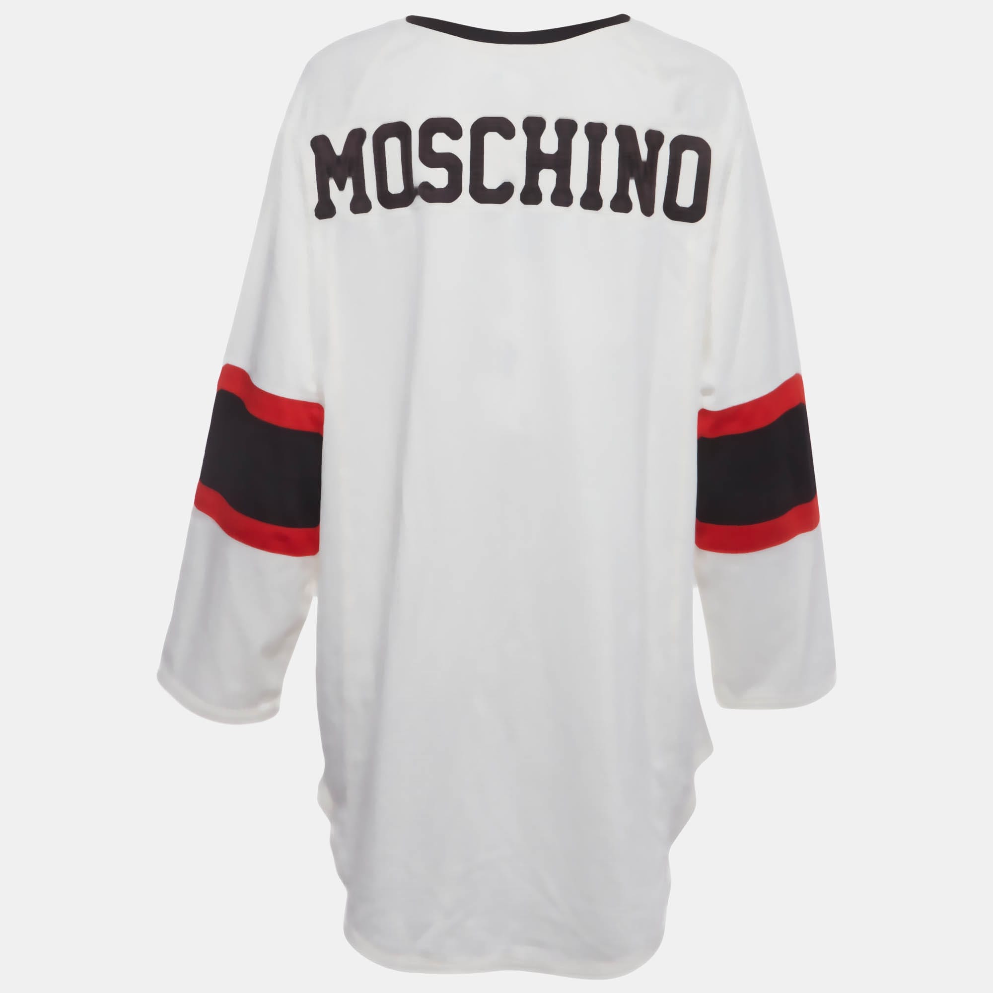 MICKEY MOUSE Moschino x H&m White Mickey Mouse Graphic Jersey Mesh Oversized Top