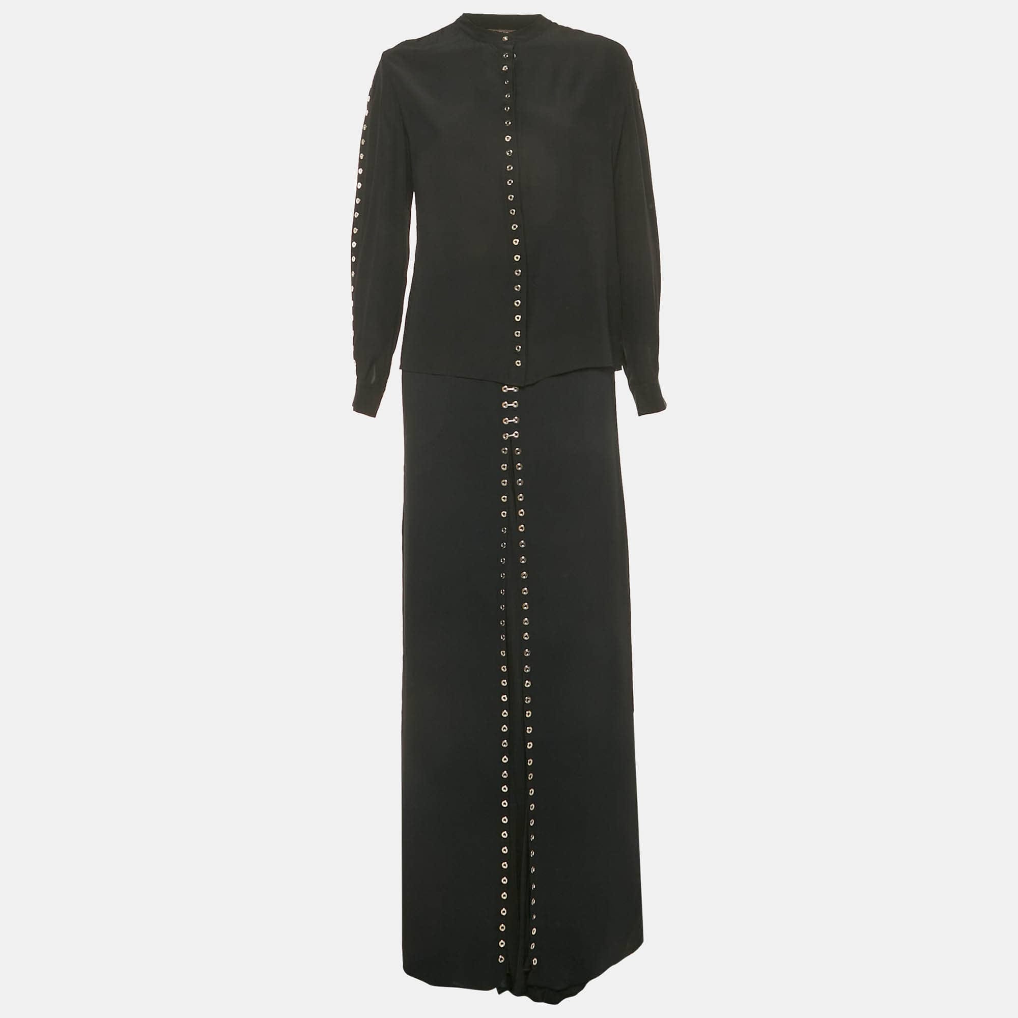 And Black Grommet Detail Skirt And Top Set M/l