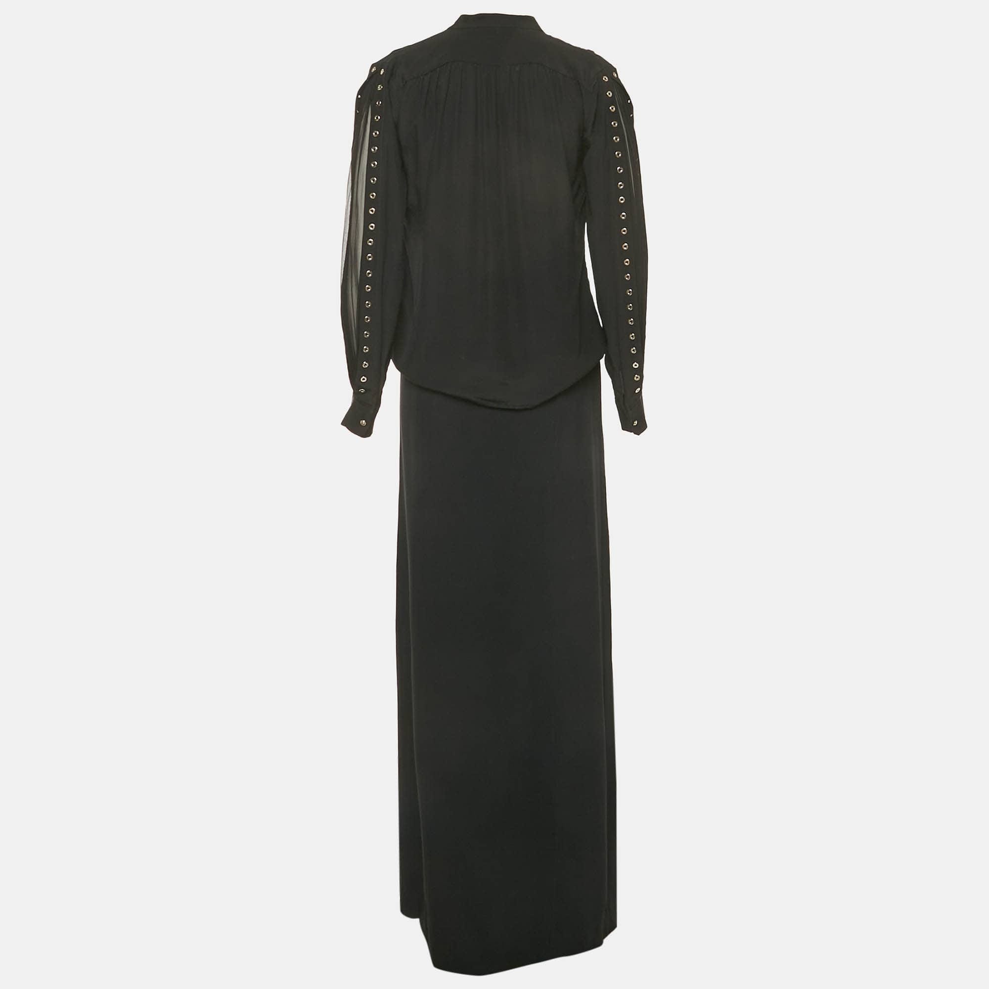 And Black Grommet Detail Skirt And Top Set M/l