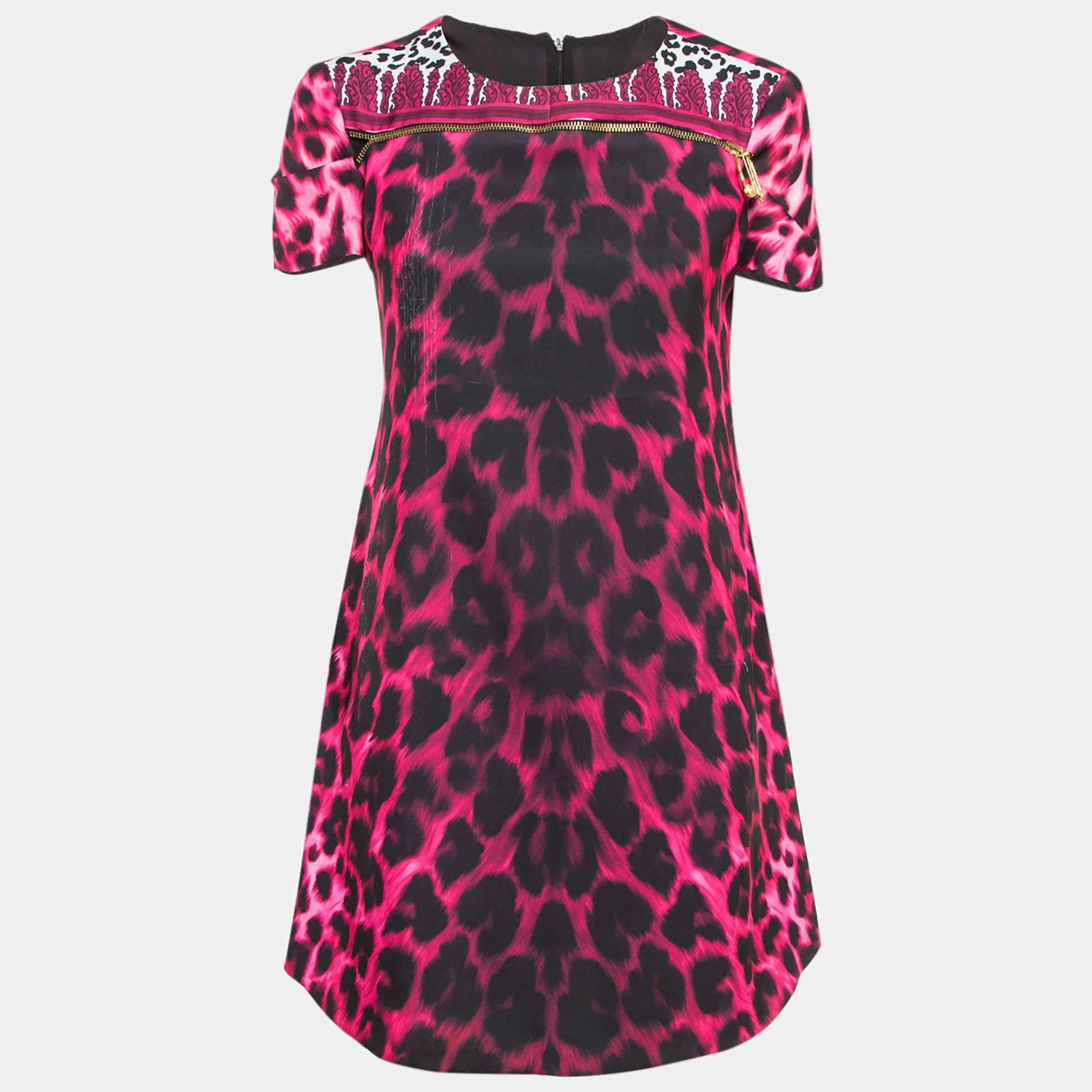 Versus Versace Pink Animal Print Zip Detail Mini Dress
