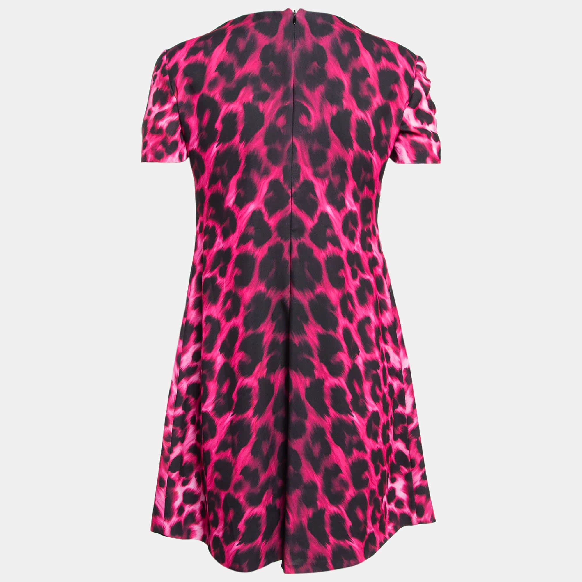 Versus Versace Pink Animal Print Zip Detail Mini Dress