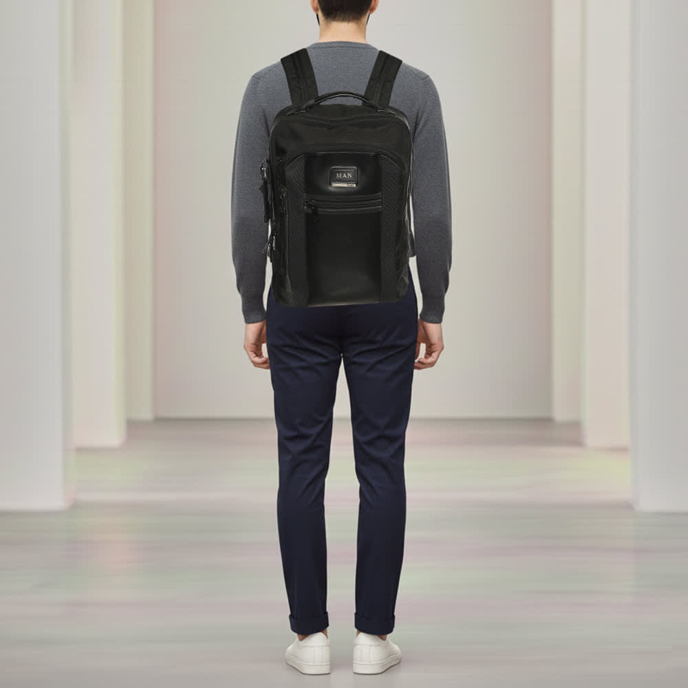 Tumi Alpha Bravo Black Leather And Nylon Backpack