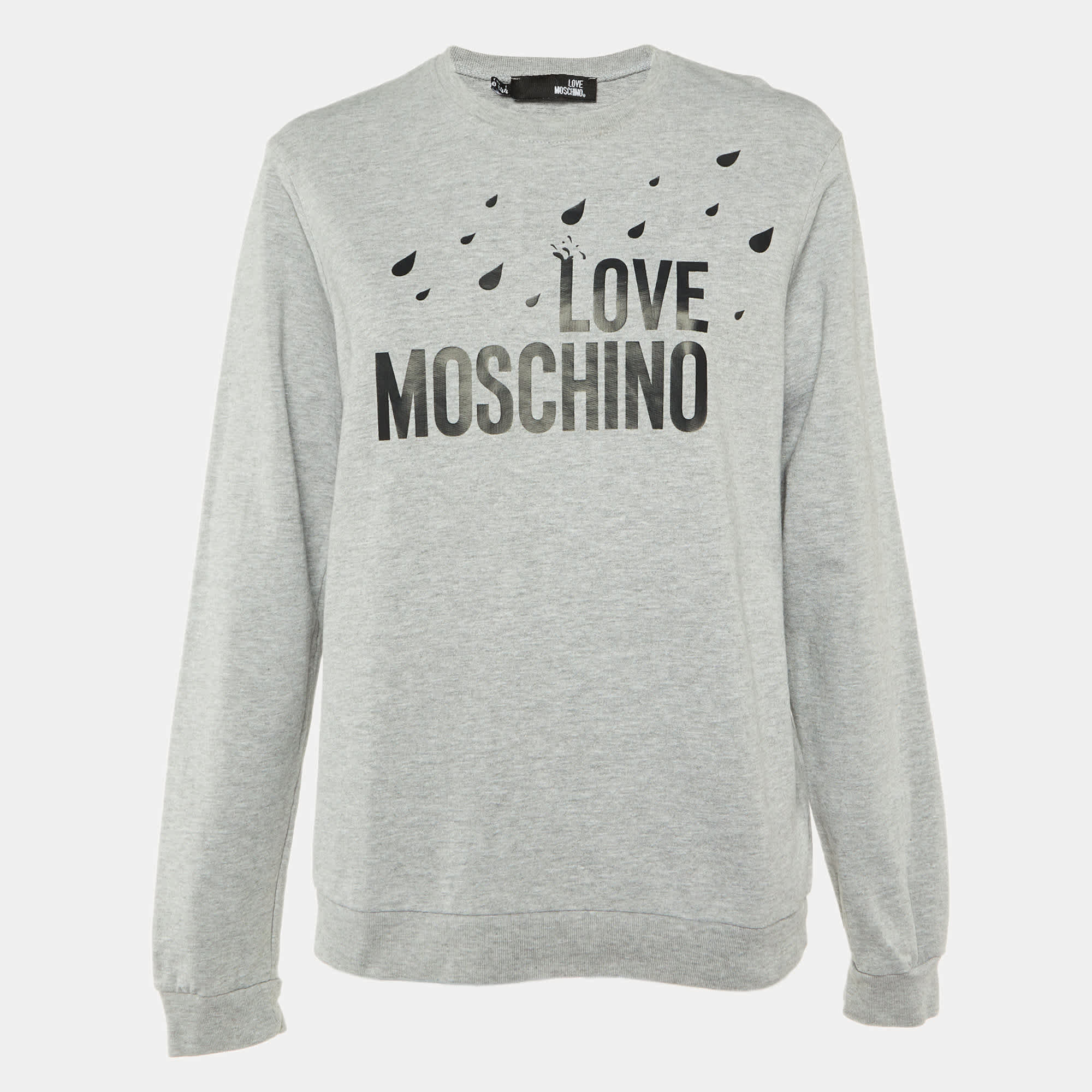 Logo Grey Logo Print Cotton Crew Neck Sweatshirt