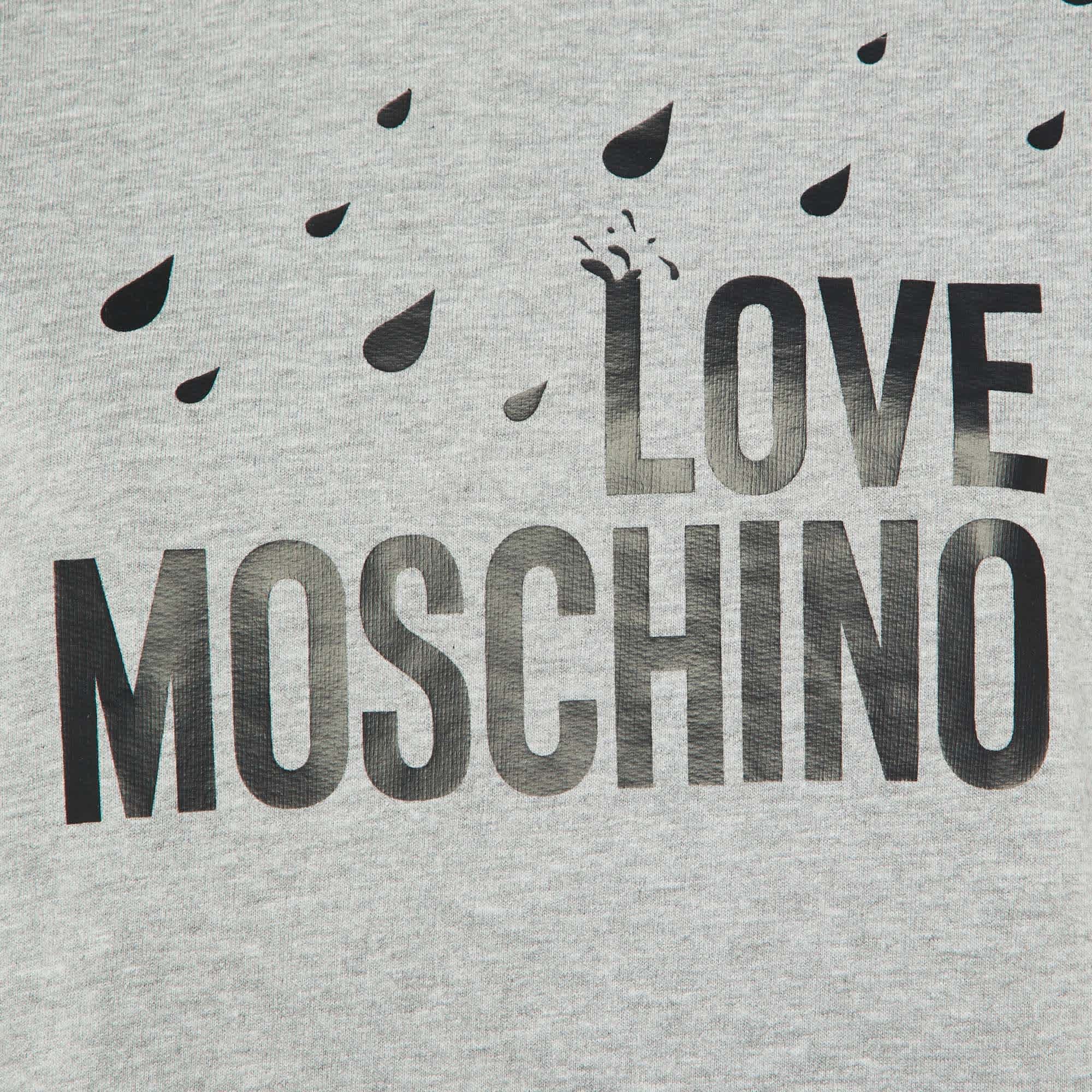 Logo Grey Logo Print Cotton Crew Neck Sweatshirt