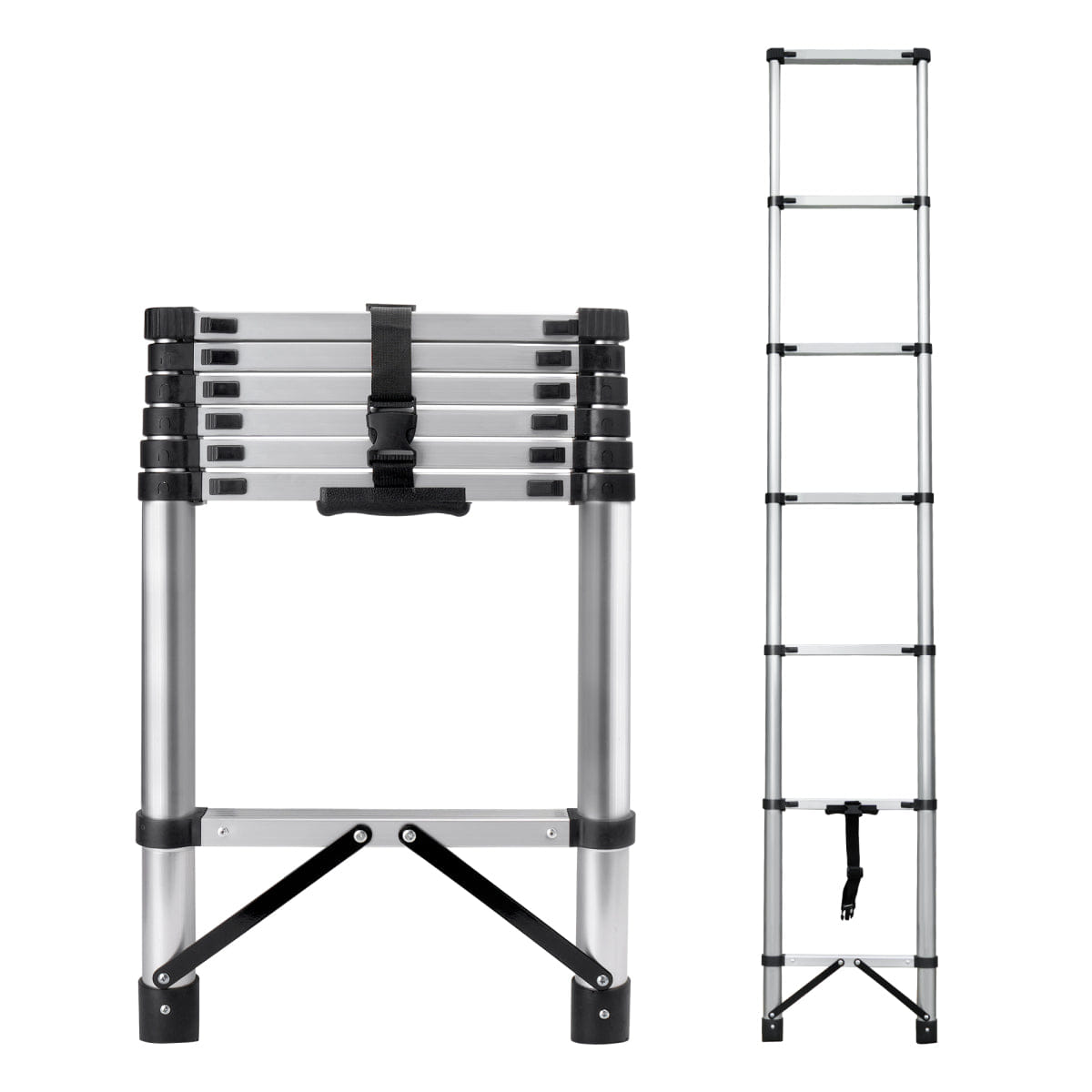 SLIP Streamdale 8.5" Compact Telescoping Ladder with Non - Slip Feet, 330lb Capacity
