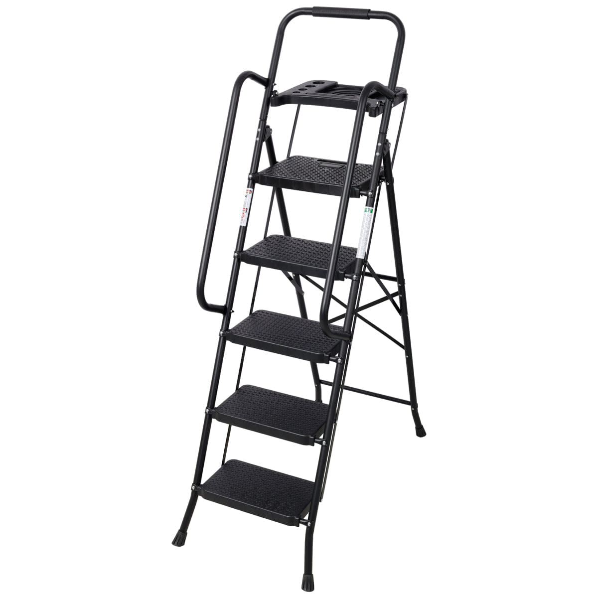 Anti Streamdale 5 Step Folding Steel Ladder with Handrail & Anti - Slip Pedals (330 lbs)
