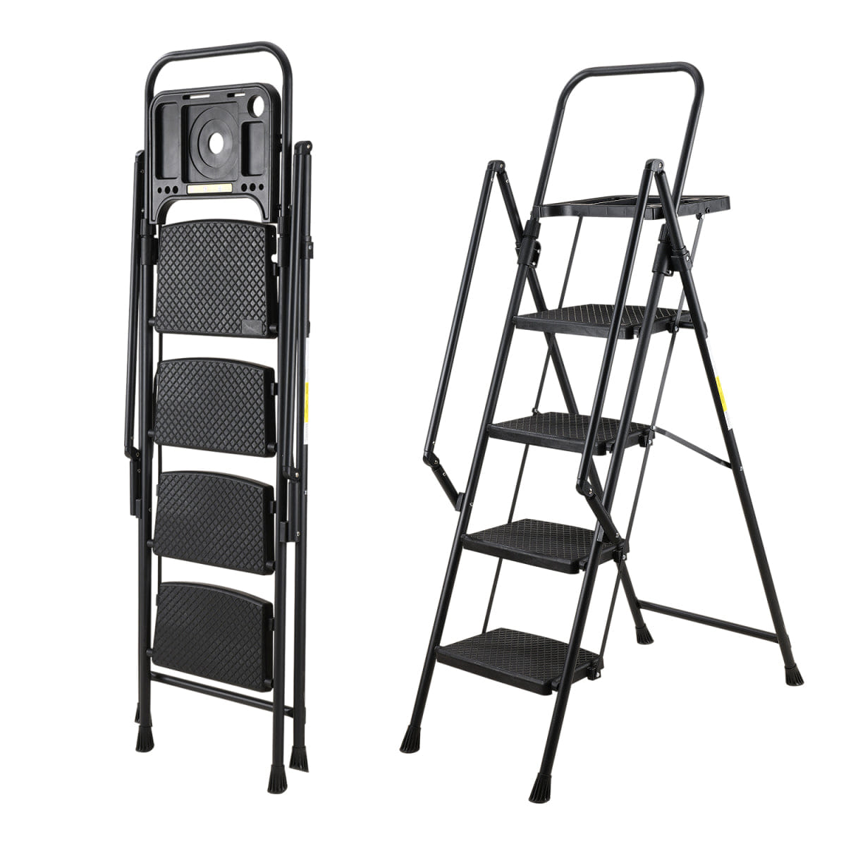 SLIP Streamdale 4 - Step Folding Steel Ladder with Non - Slip Pedals & Handle, 330 lb Capacity